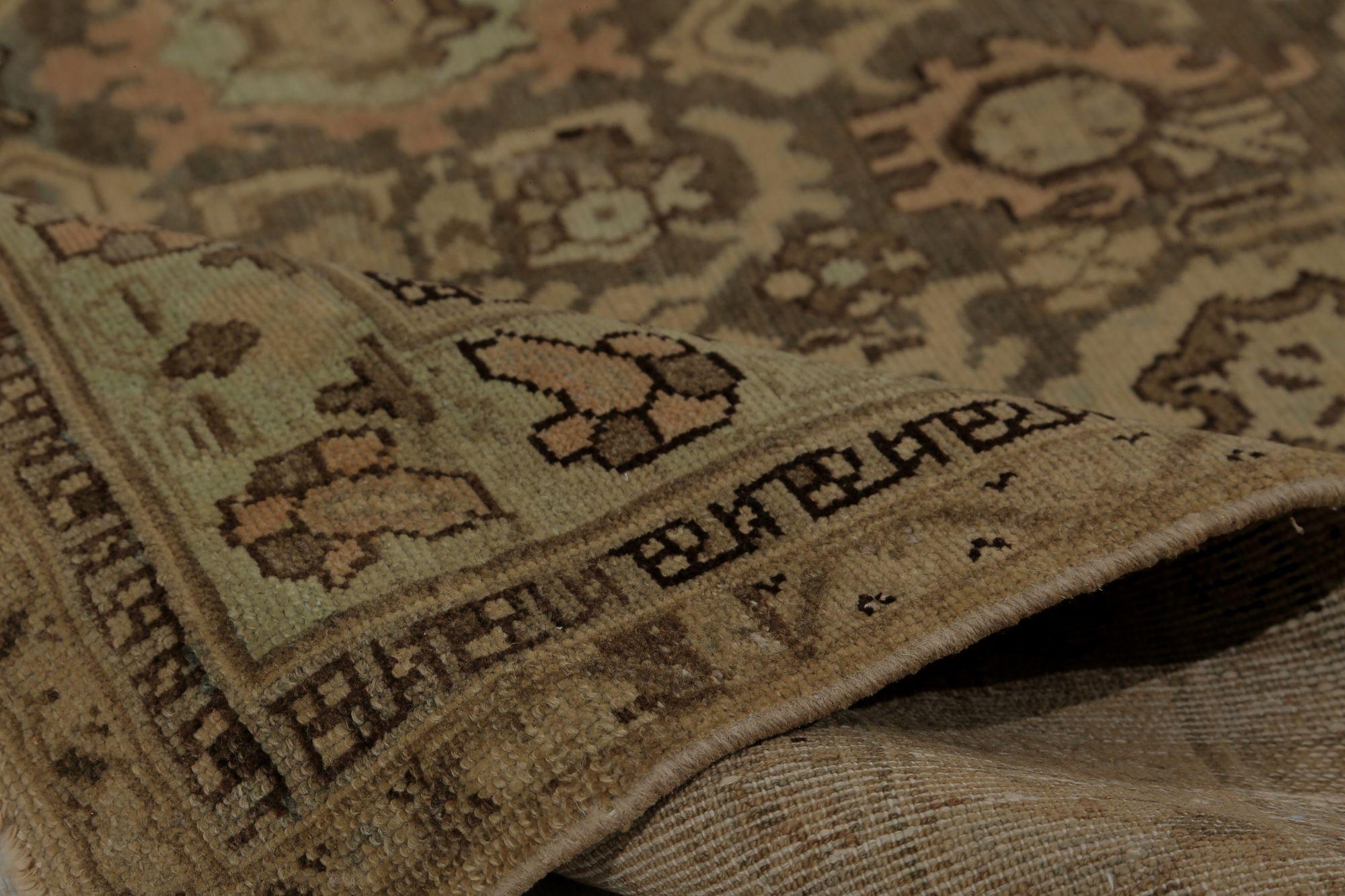 Persian Malayer Area Rugs - Wool Brown Ivory Design - 97446 In Excellent Condition For Sale In Dallas, TX