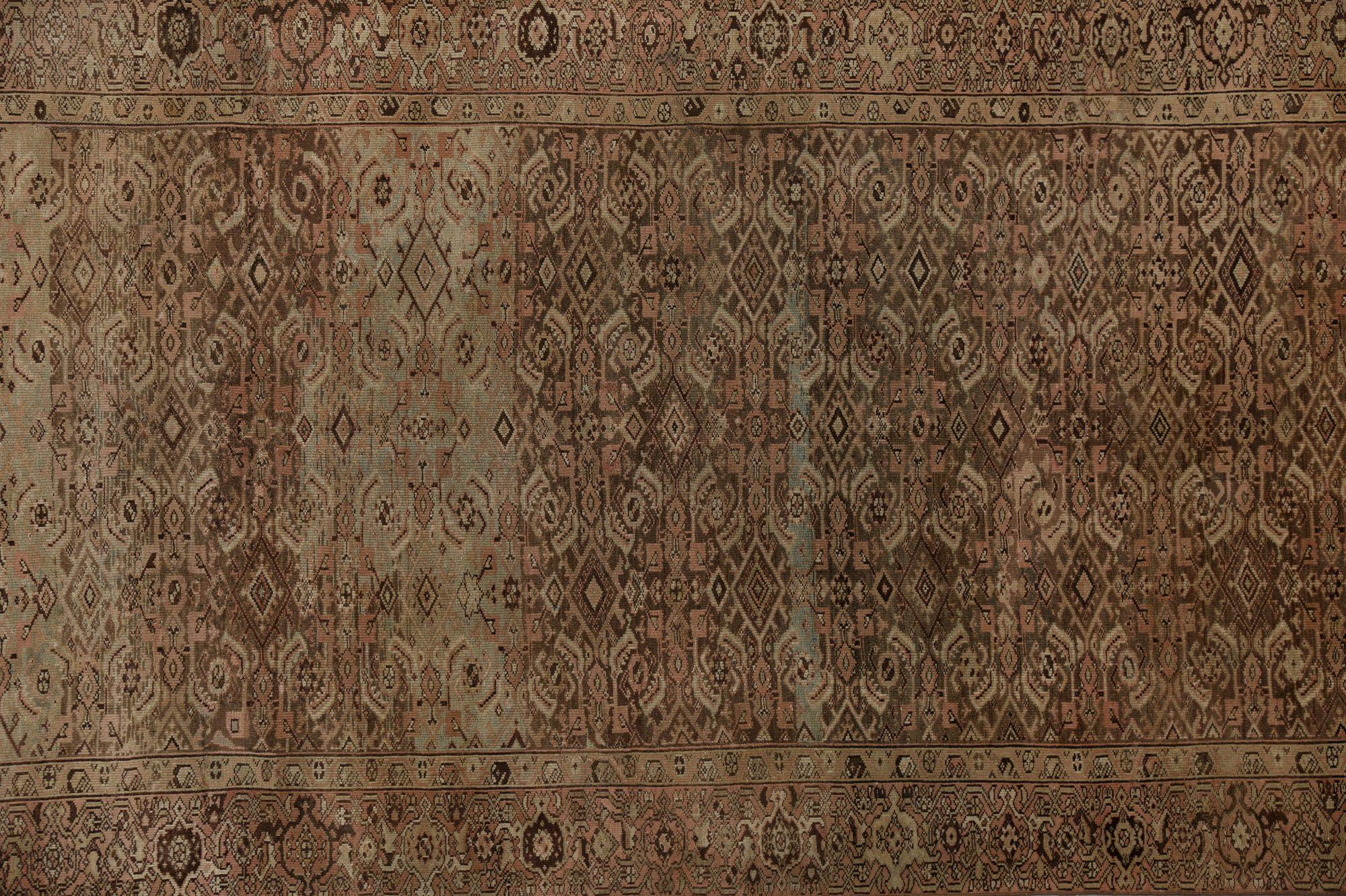 Tapis de sol Malayer - Laine Brown Ivoire Rose Taupe - 97791 Excellent état - En vente à Dallas, TX