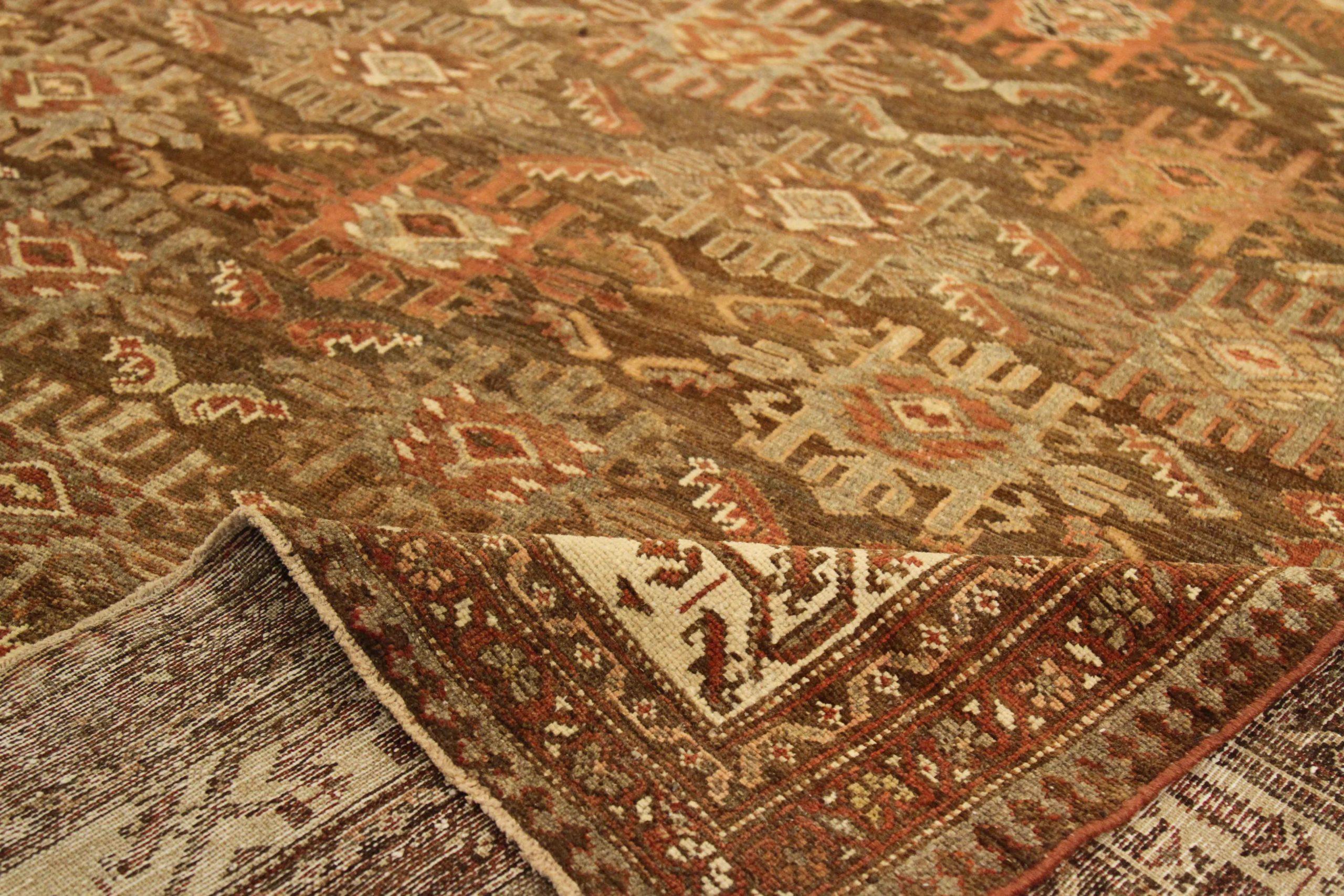 Persische Malayer Teppiche - Wolle Braun Elfenbein Rot Design - 75895 im Zustand „Hervorragend“ im Angebot in Dallas, TX