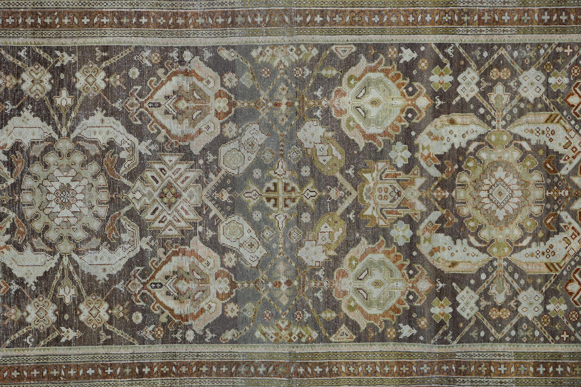 Persische Malayer Teppiche - Wolle Braun Elfenbein Rot Design - 97933 im Zustand „Hervorragend“ im Angebot in Dallas, TX