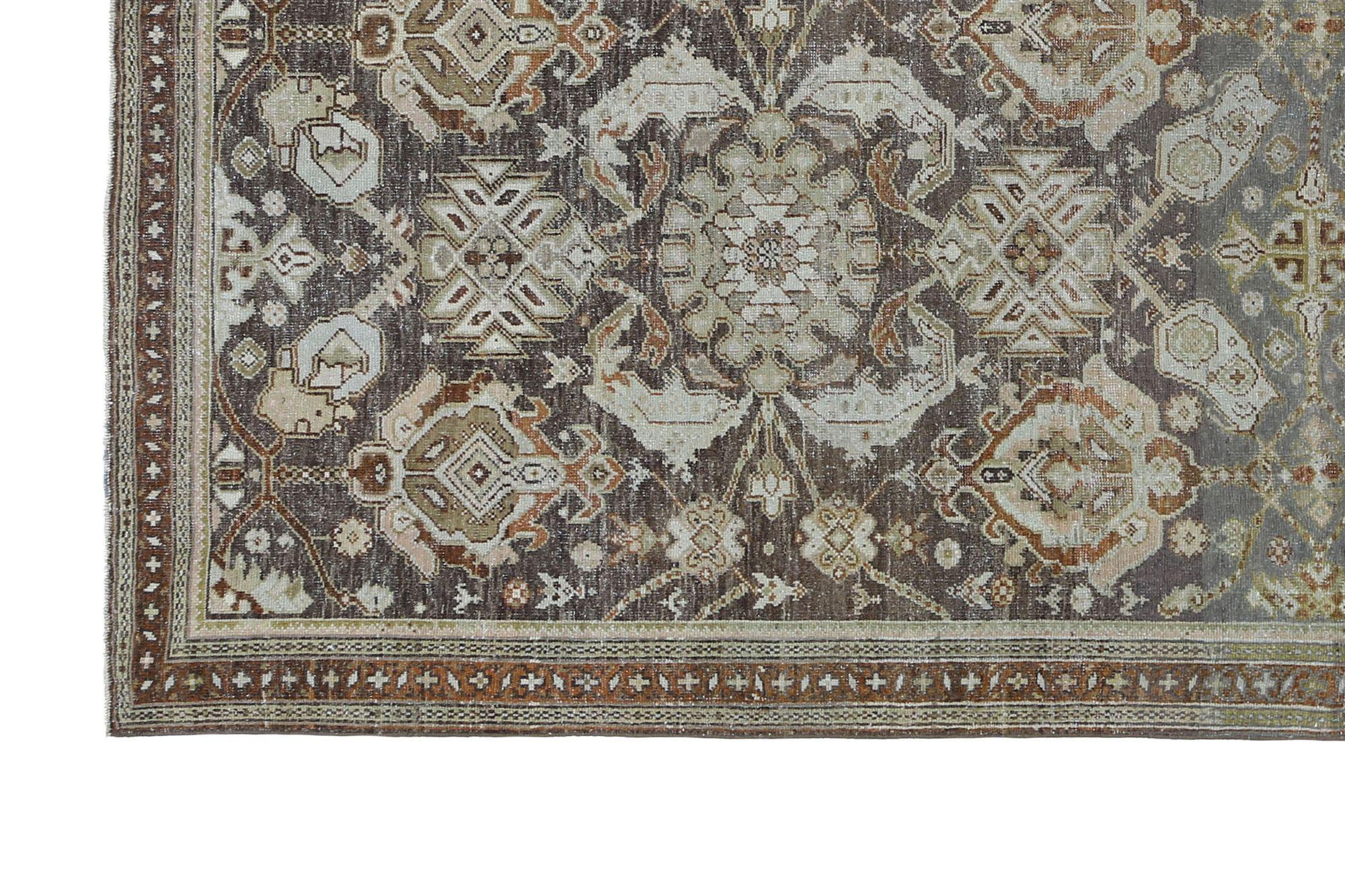 Persische Malayer Teppiche - Wolle Braun Elfenbein Rot Design - 97933 (20. Jahrhundert) im Angebot