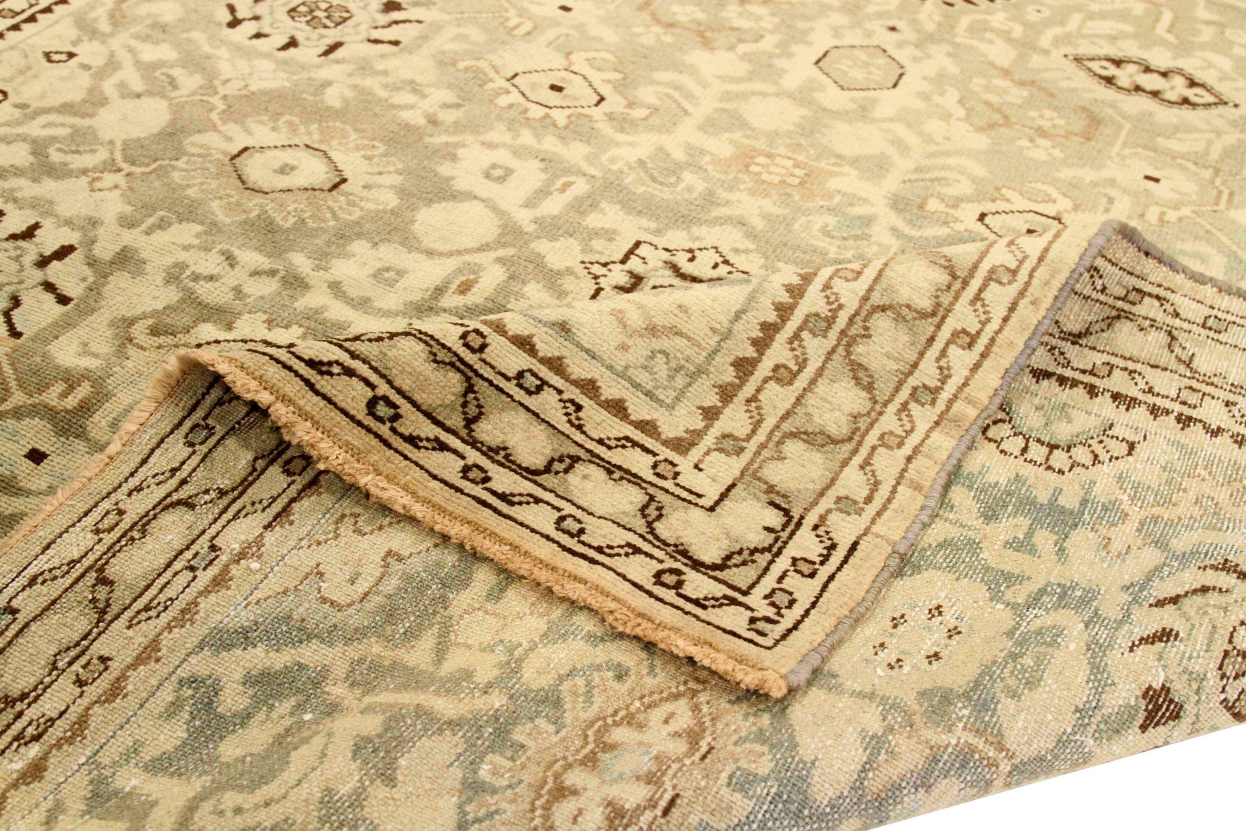 Persische Malayer Teppiche - Wolle Braun Elfenbein Taupe Design - 75883 (Irakisch) im Angebot