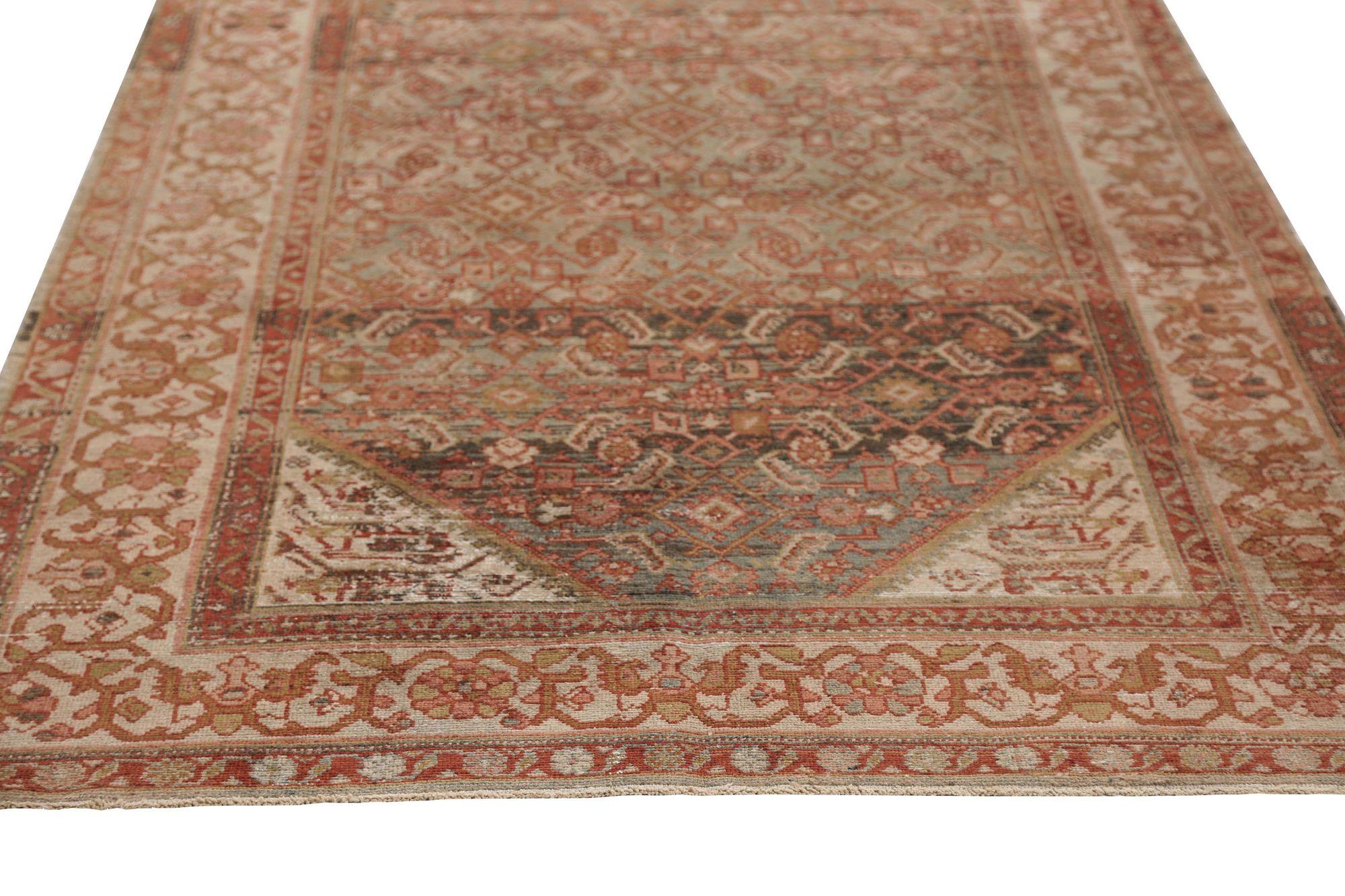 Persische Malayer-Teppiche – Wolle in Grün, Elfenbein, Design – 96814 (Irakisch) im Angebot