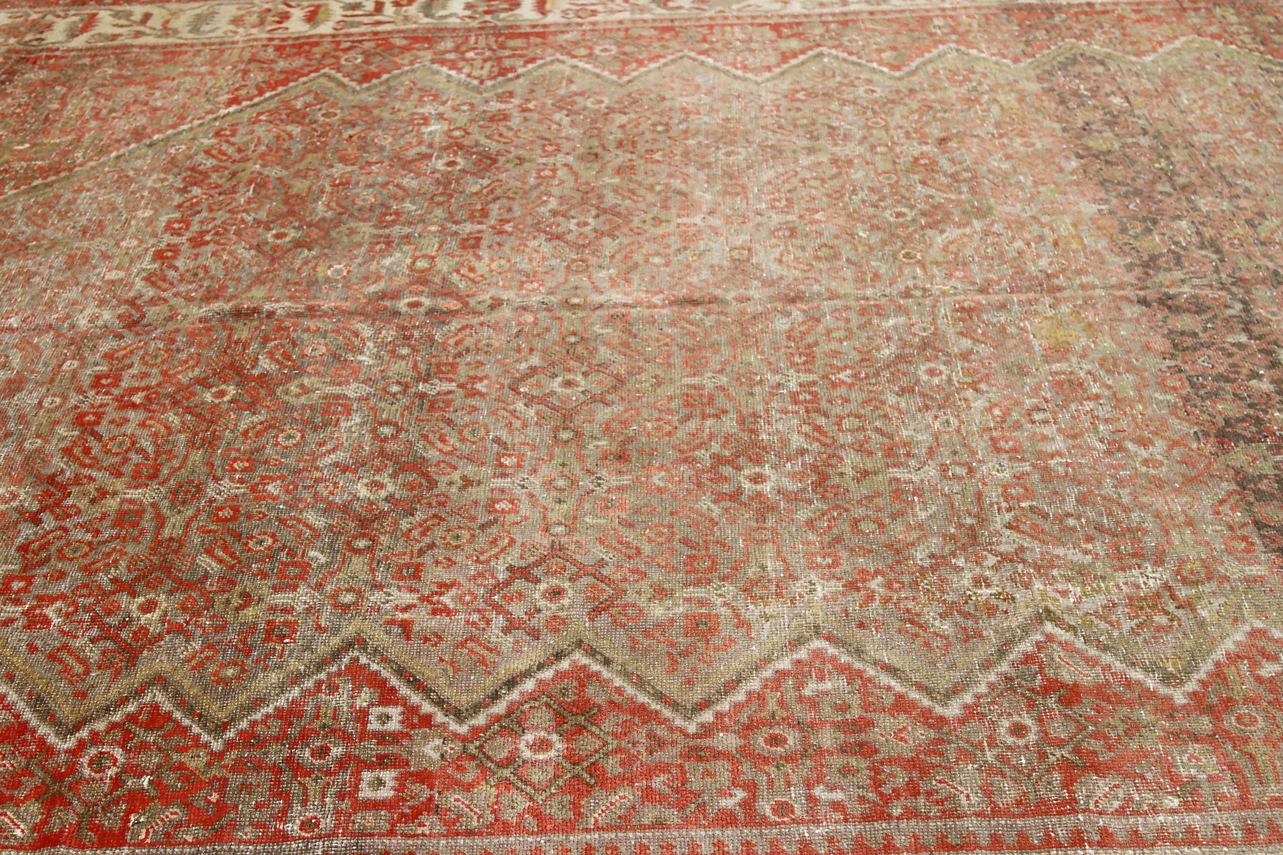 Persische Malayer-Teppiche - Wolle Grün Elfenbein Rot Design - 88780 (20. Jahrhundert) im Angebot