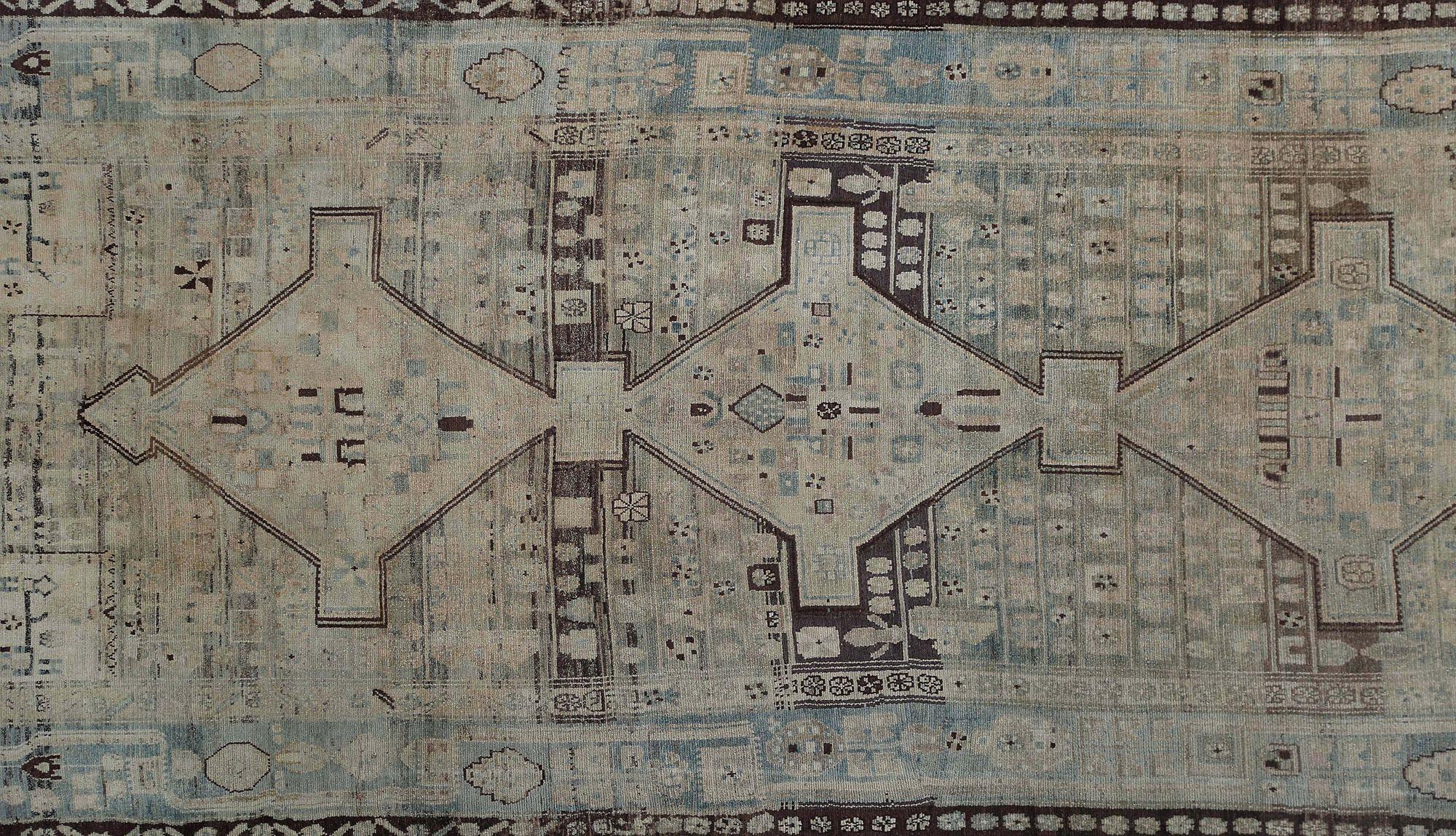 Persische Malayer-Teppiche - Wolle Elfenbein Hellblau Design - 97603 im Zustand „Hervorragend“ im Angebot in Dallas, TX