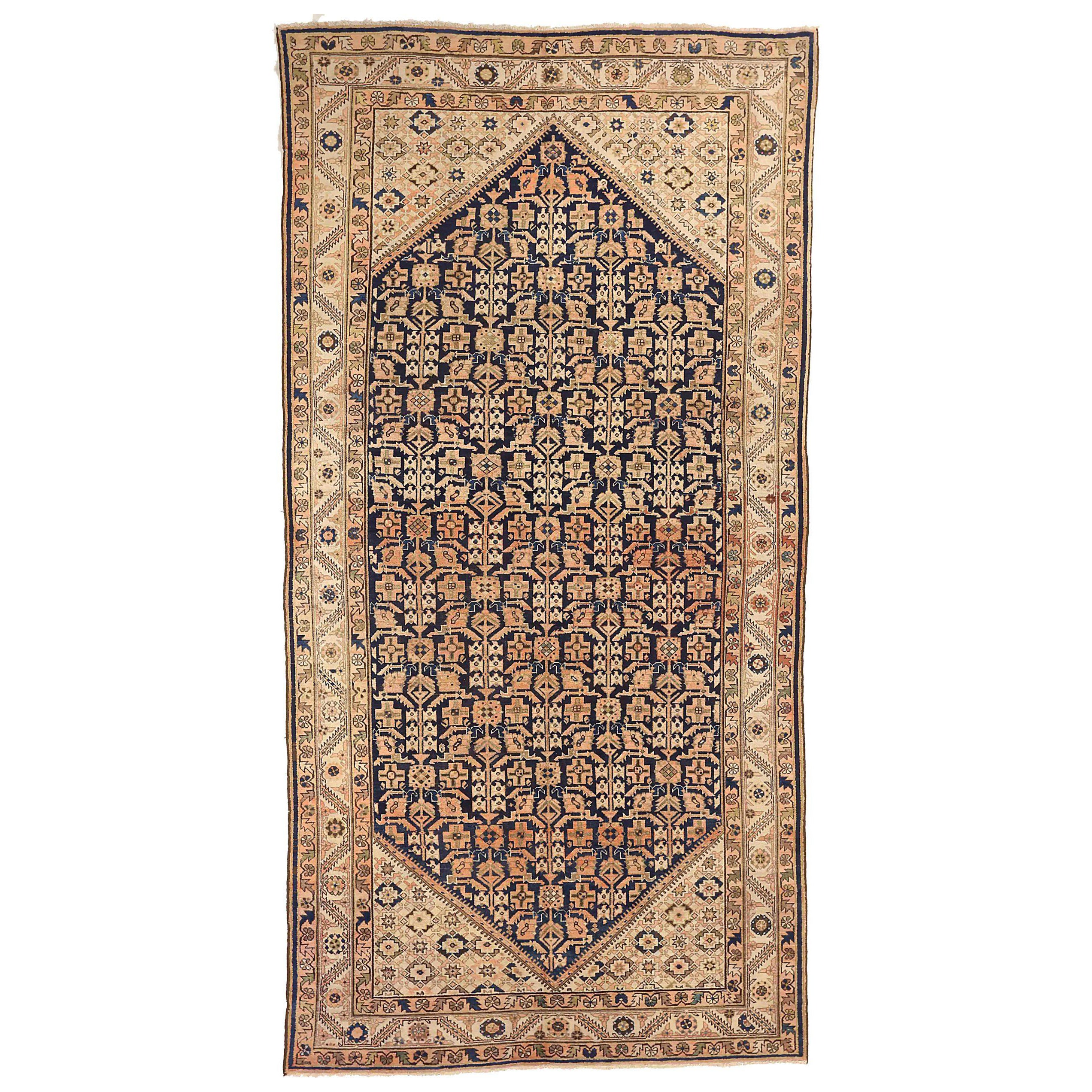 Persische Malayer-Teppiche aus Wolle in Elfenbein, Marineblau, Blau und Rosa 71239
