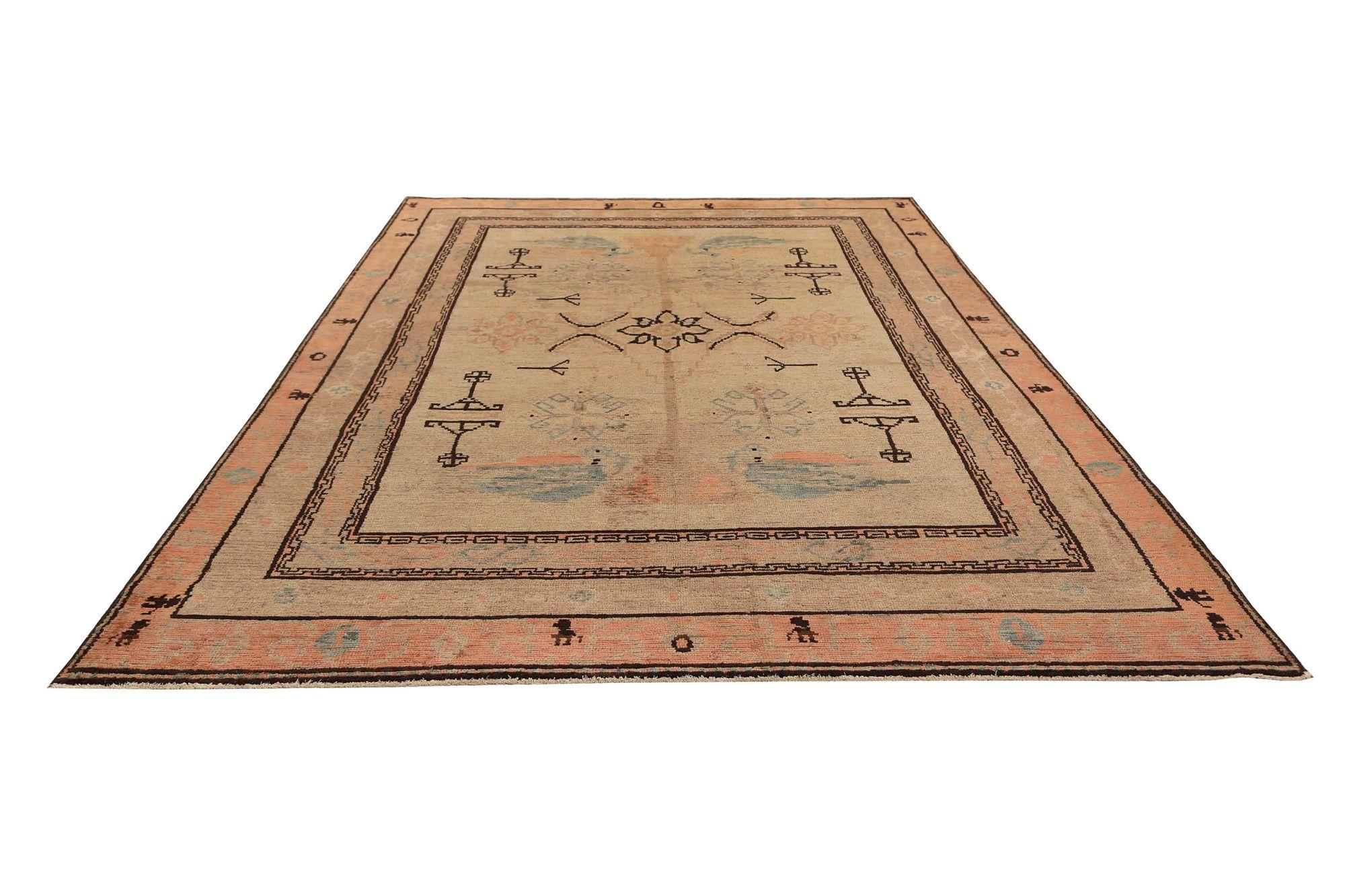 Tapis persans Malayer - Design en laine ivoire rose taupe - 96962 Excellent état - En vente à Dallas, TX