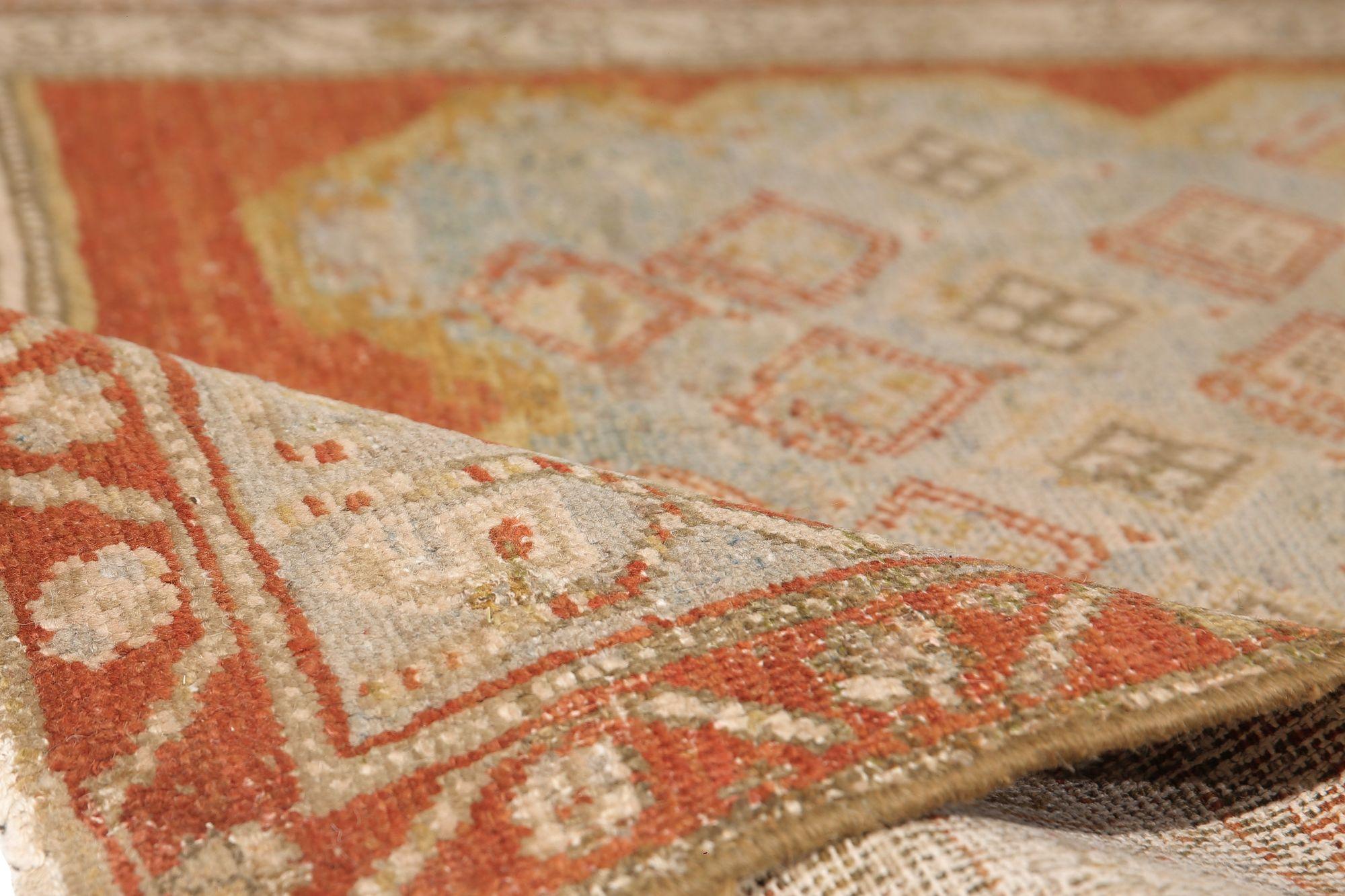 Persische Malayer-Teppiche - Wolle Elfenbeinrot Design - 97703 im Zustand „Hervorragend“ im Angebot in Dallas, TX