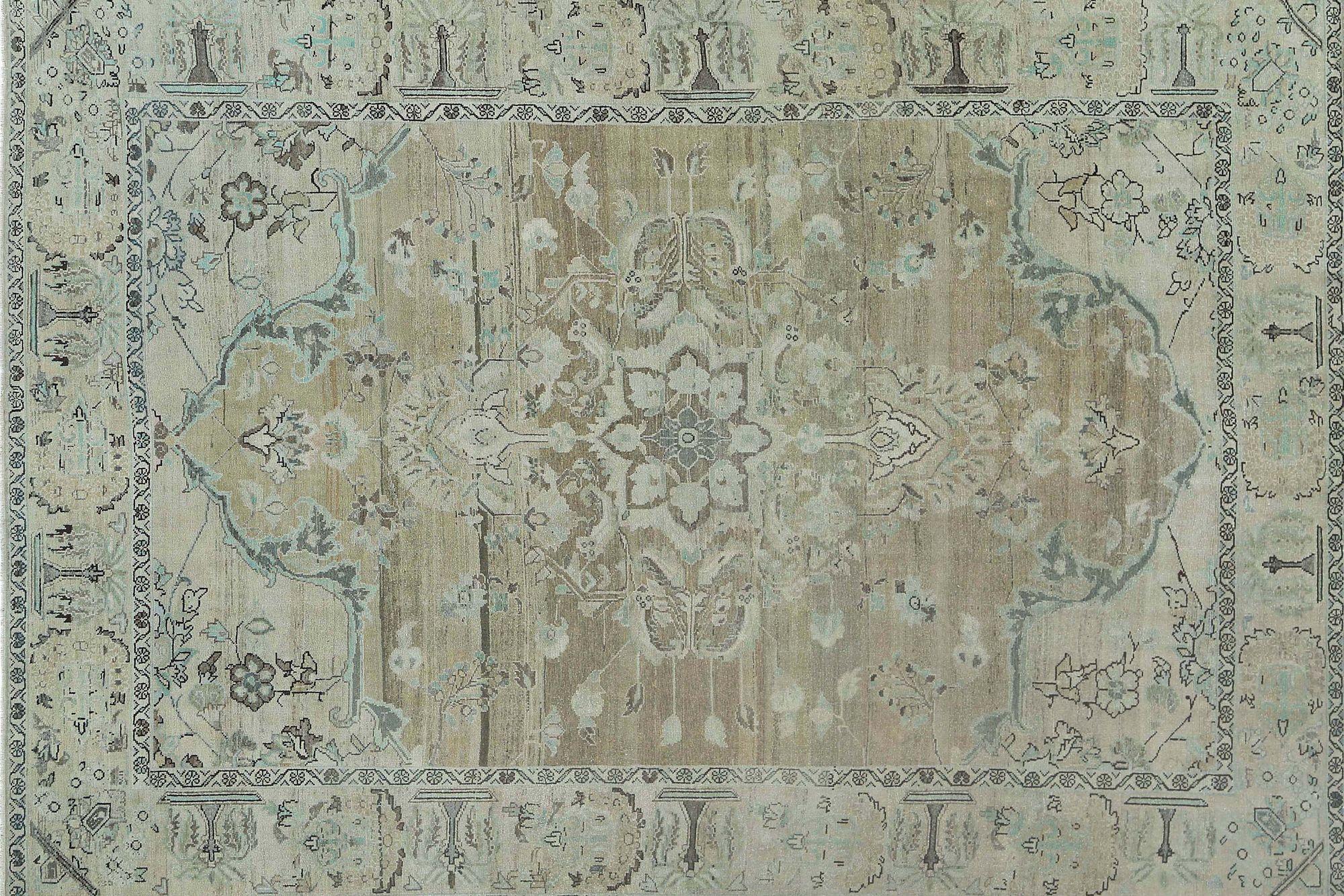20ième siècle Tapis persans Malayer - motif en laine ivoire taupe - 97551 en vente
