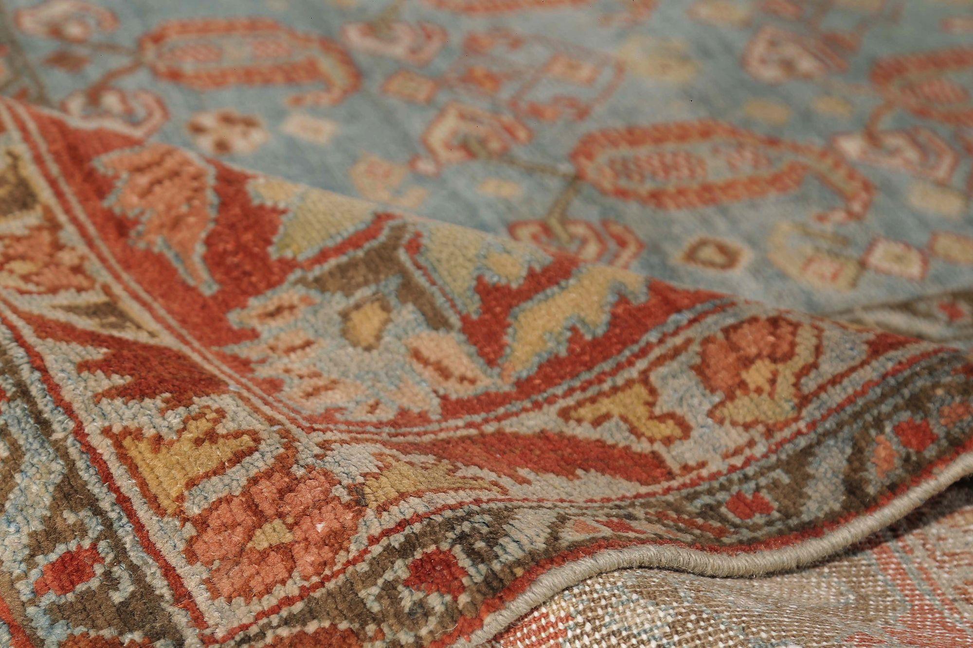 Persische Malayer-Teppiche - Wolle Hellblau Rot Design - 97480 im Zustand „Hervorragend“ im Angebot in Dallas, TX