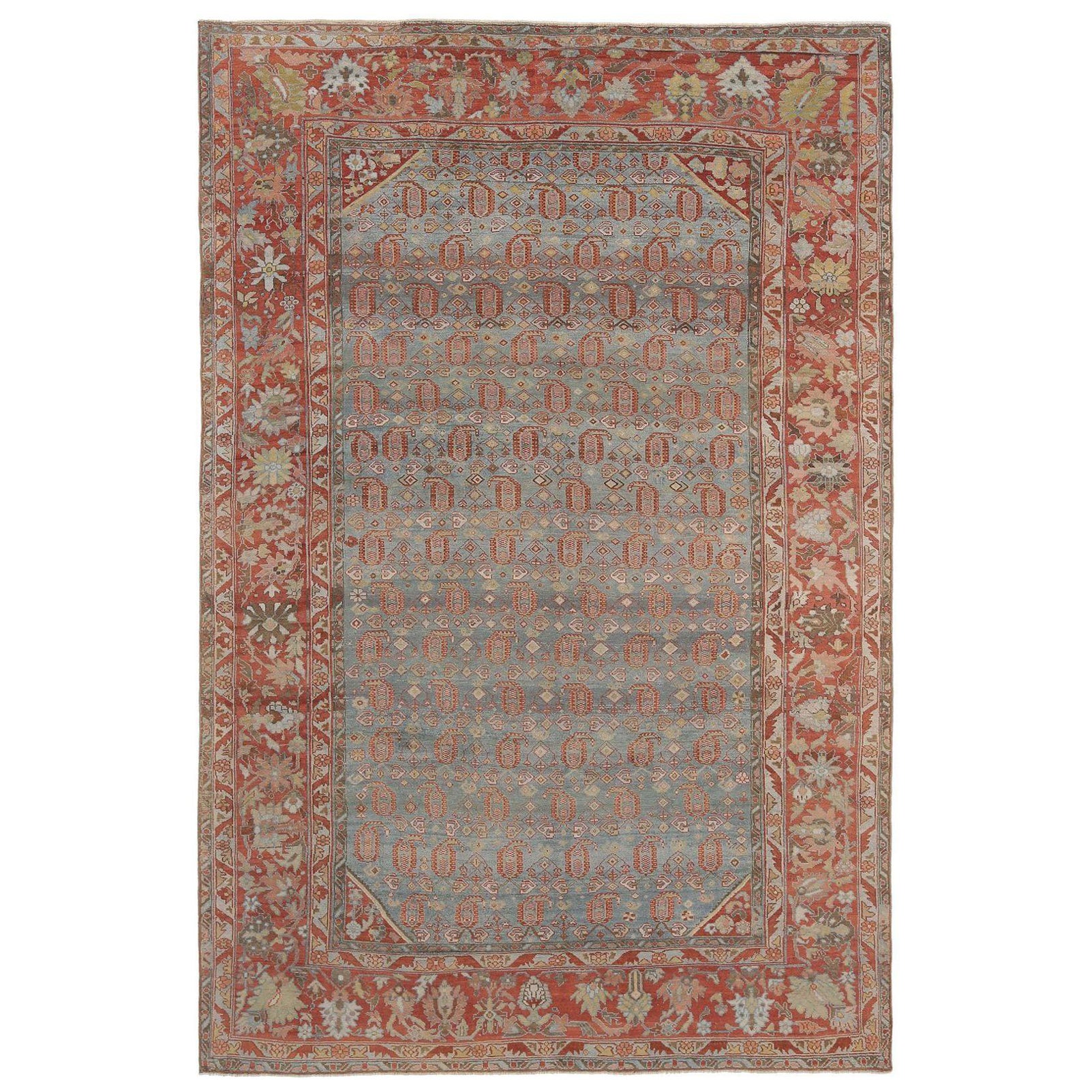 Persian Malayer Area Rugs - Wool Light Blue Red Design - 97480