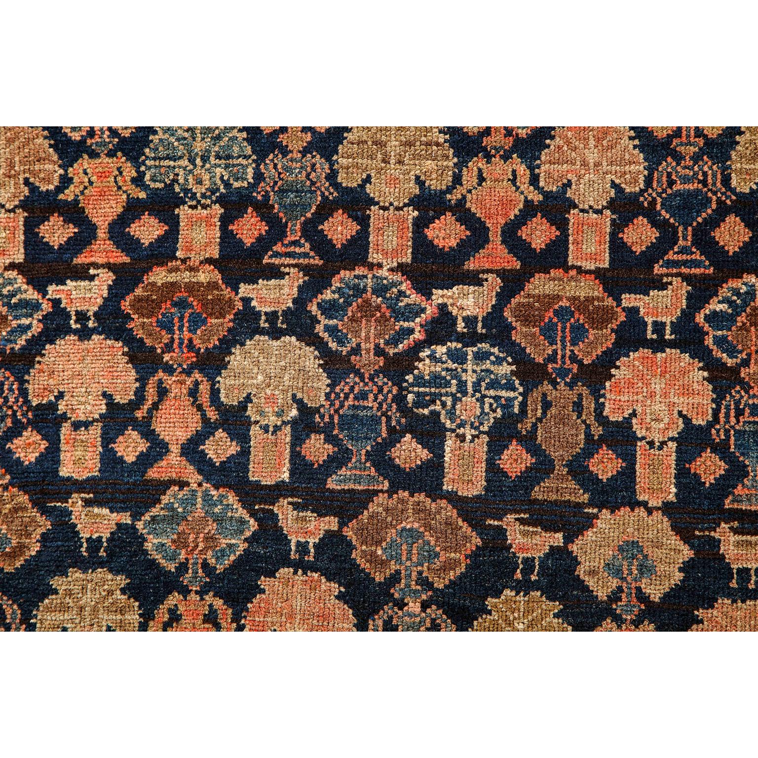 Early 20th Century Antique 1900s Persian Malayer Rug, Flower Motifs, 5' x 7' For Sale