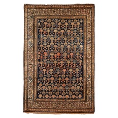 Tapis persan Malayer des années 1900, motifs de fleurs, laine, 5' x 7'