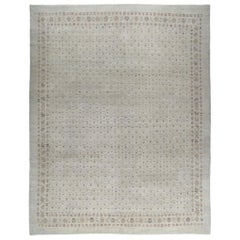  Persian Malayer Decorative Hand Knotted Rug in Taupe and Cream Color