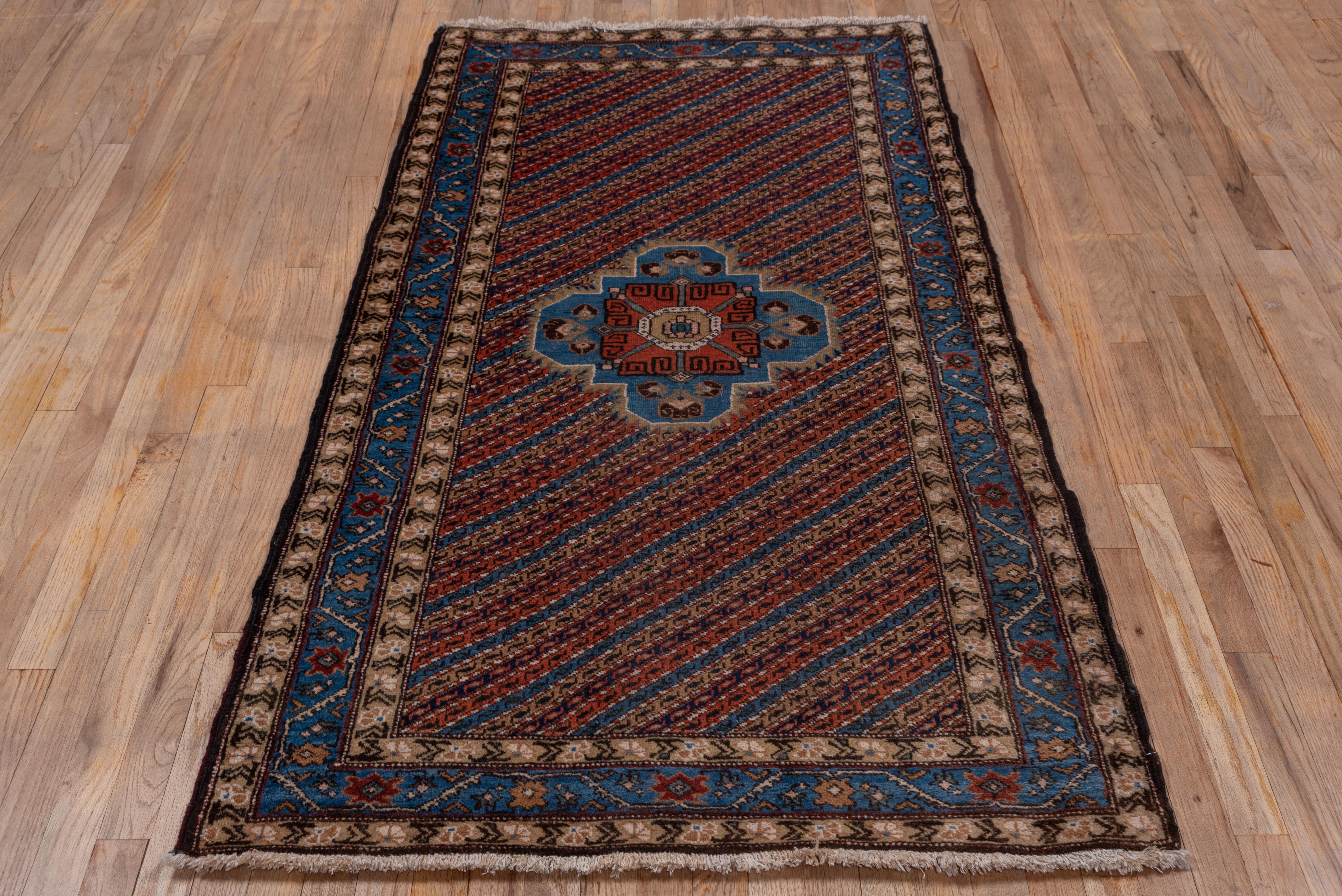 Wool Persian Malayer in Minimalist Medallion Striped Antique For Sale