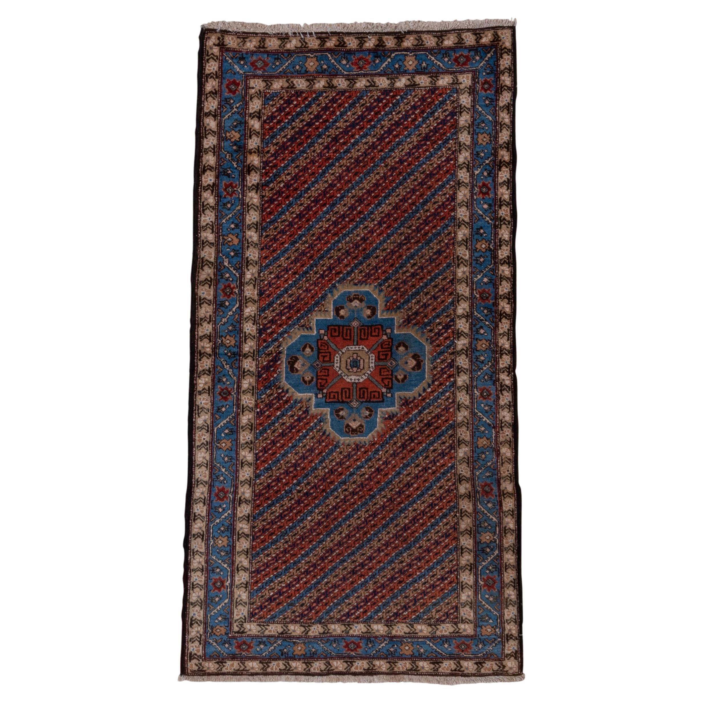 Persian Malayer in Minimalist Medallion Striped Antique For Sale