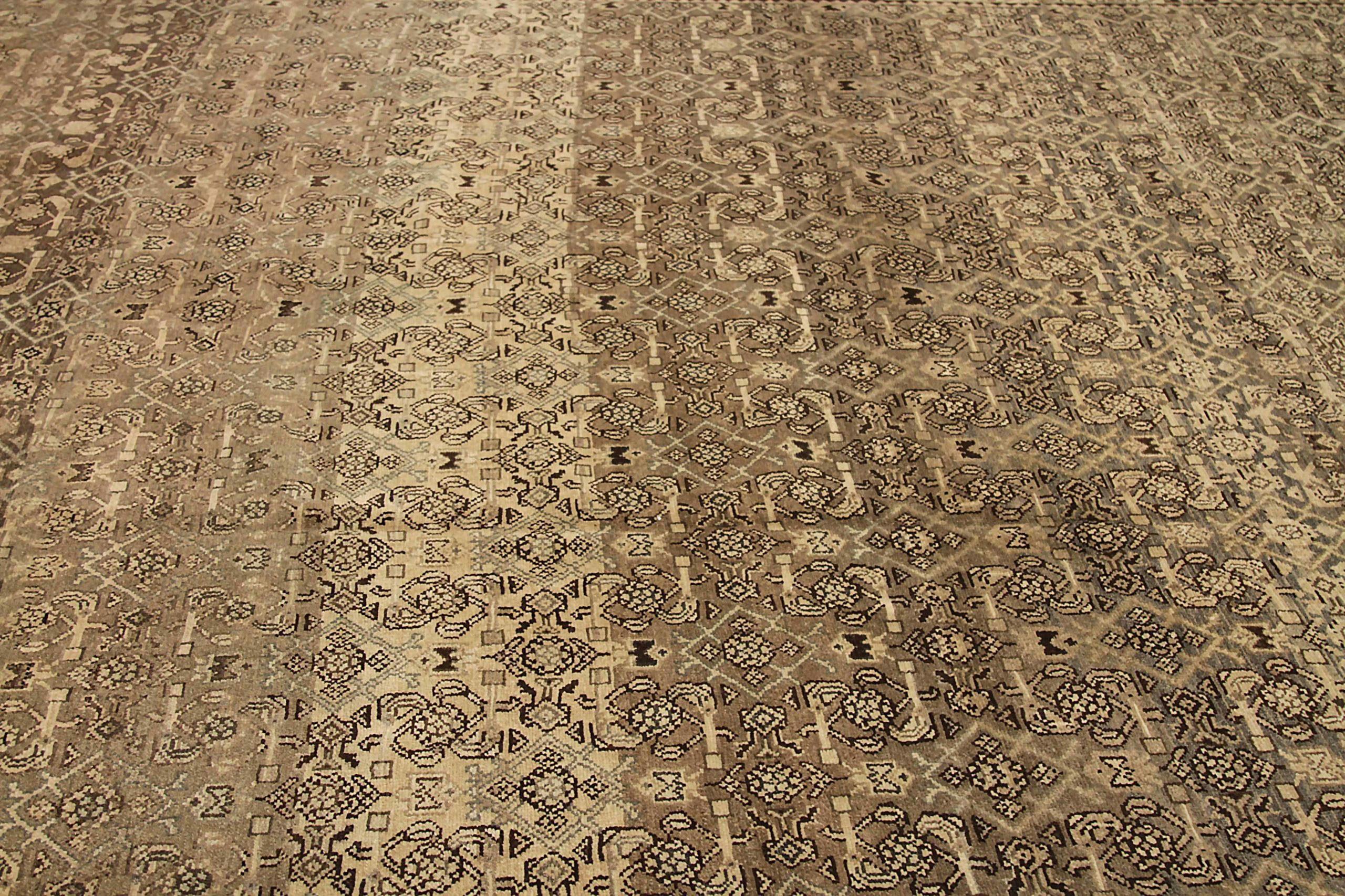 Persische Malayer Over Size Teppich CIRCA 1880 - Wolle Brown Elfenbein Taupe 73493 (Asiatisch) im Angebot