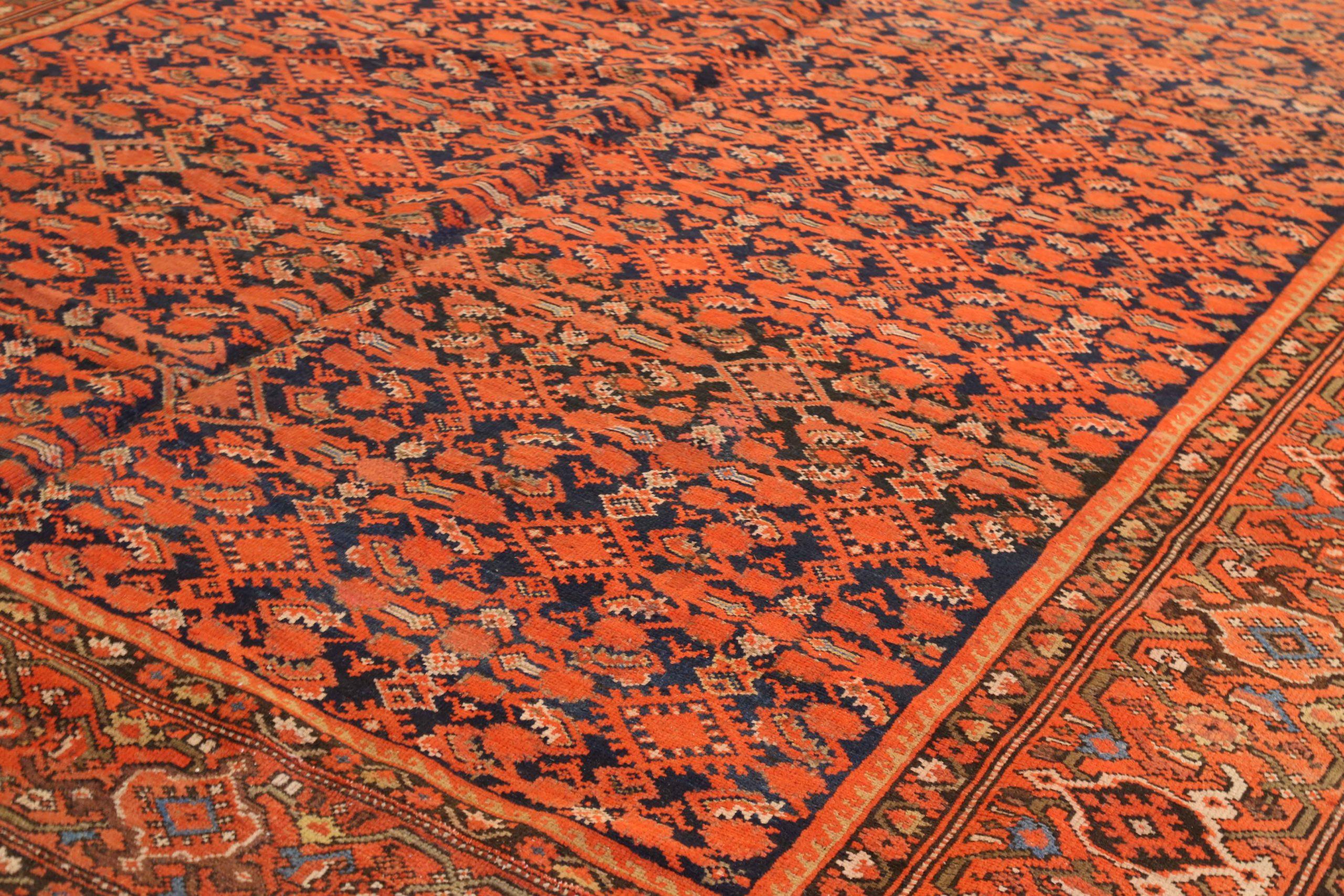Persischer Malayer Over Size-Teppich in Übergröße um 1880 aus Wolle in Marineblau, Blau und Rot mit Design - 75380 (Asiatisch) im Angebot