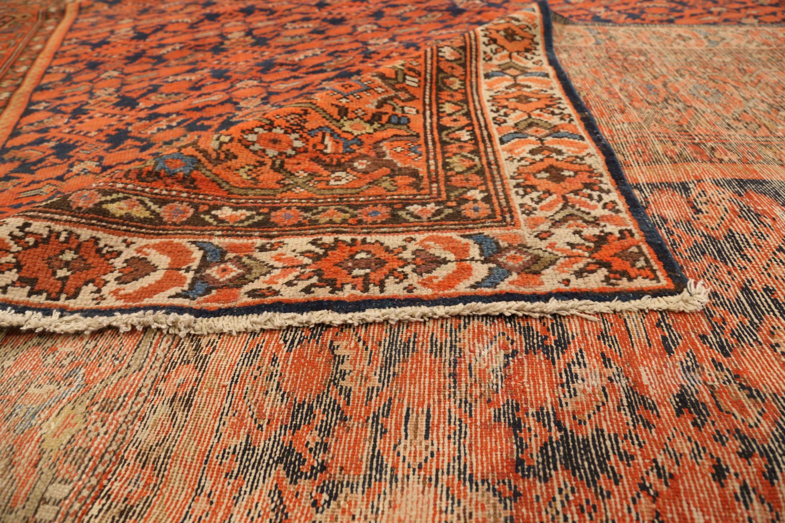 Persischer Malayer Over Size-Teppich in Übergröße um 1880 aus Wolle in Marineblau, Blau und Rot mit Design - 75380 im Zustand „Hervorragend“ im Angebot in Dallas, TX