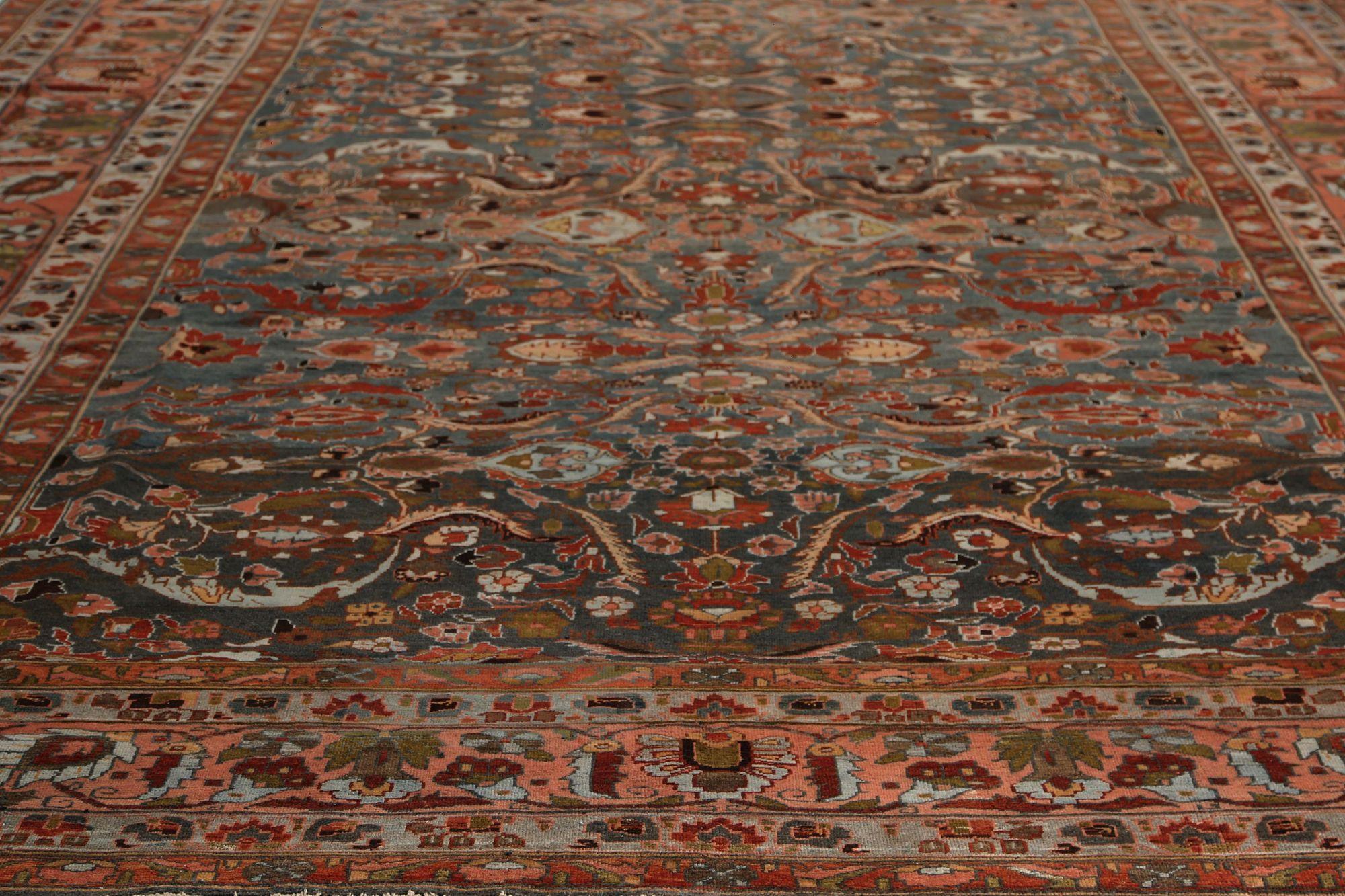 Persischer Malayer Over Size-Teppich in Übergröße aus Wolle in Blau, Orange und Design - 96819 im Zustand „Hervorragend“ im Angebot in Dallas, TX