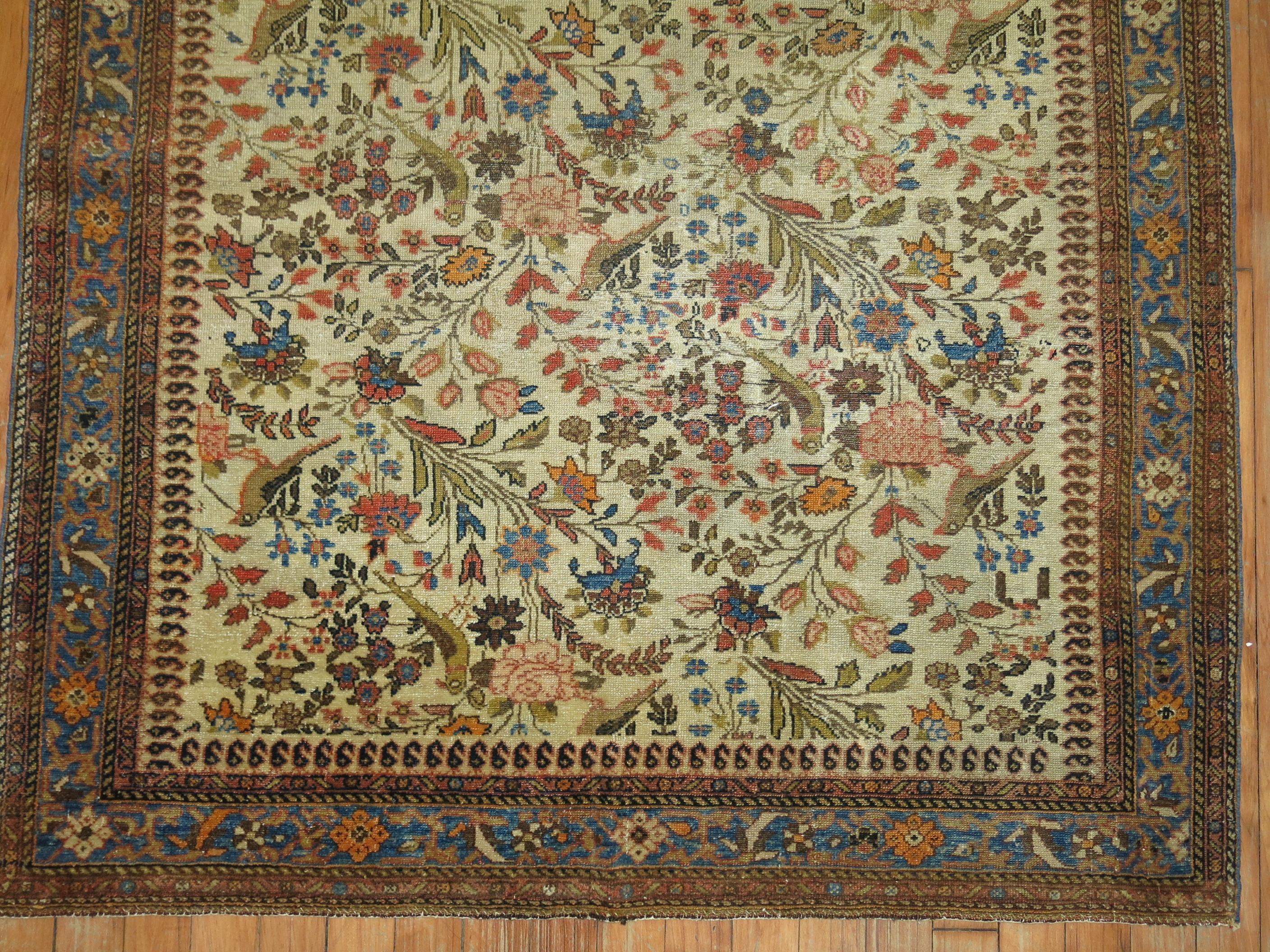 Bildender quadratischer Malayer-Teppich in Übergröße, persisch (Revival) im Angebot