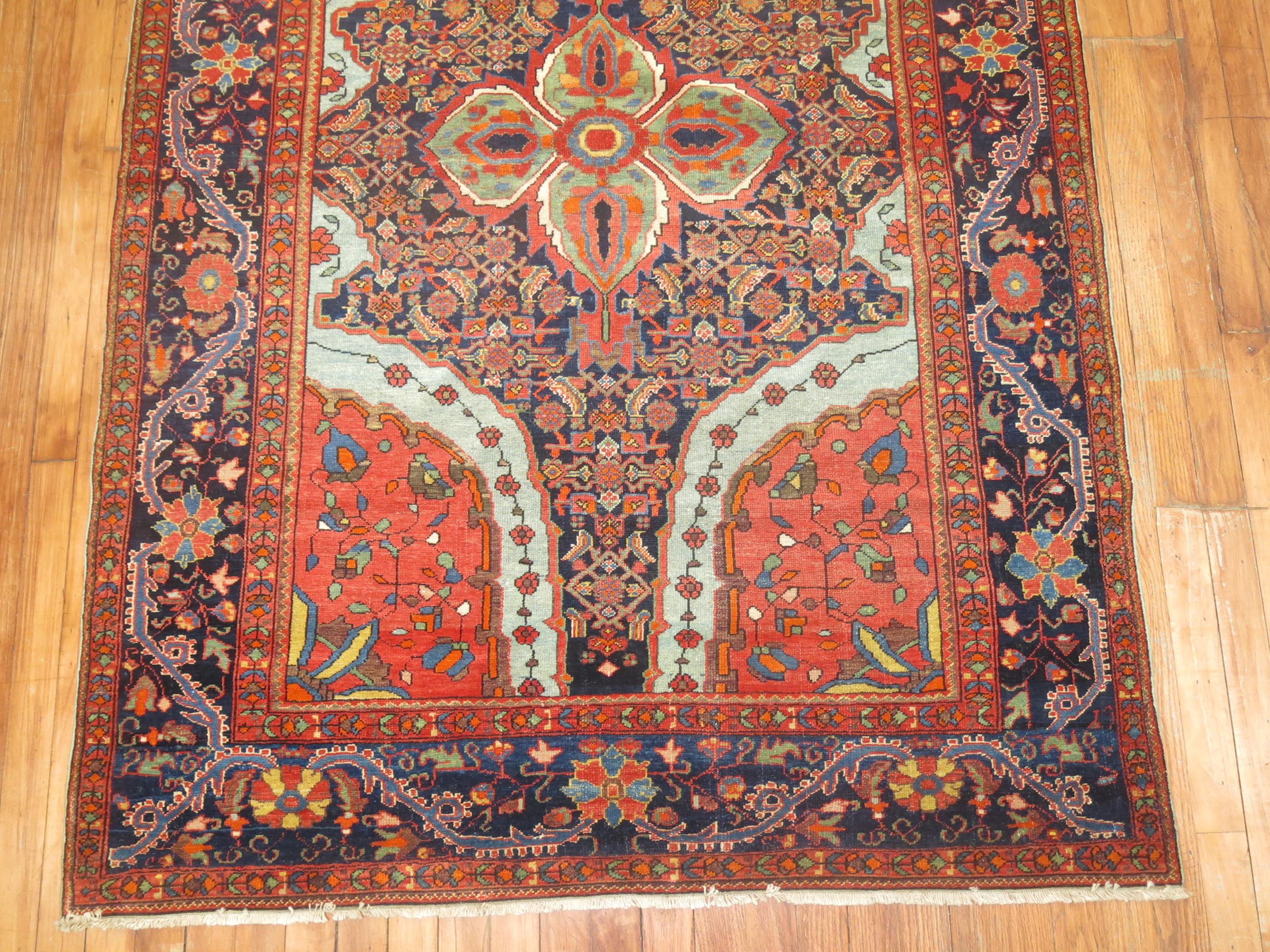 Tabriz Zabihi Collection Dramatic Antique Persian Mishan Malayer Rug For Sale