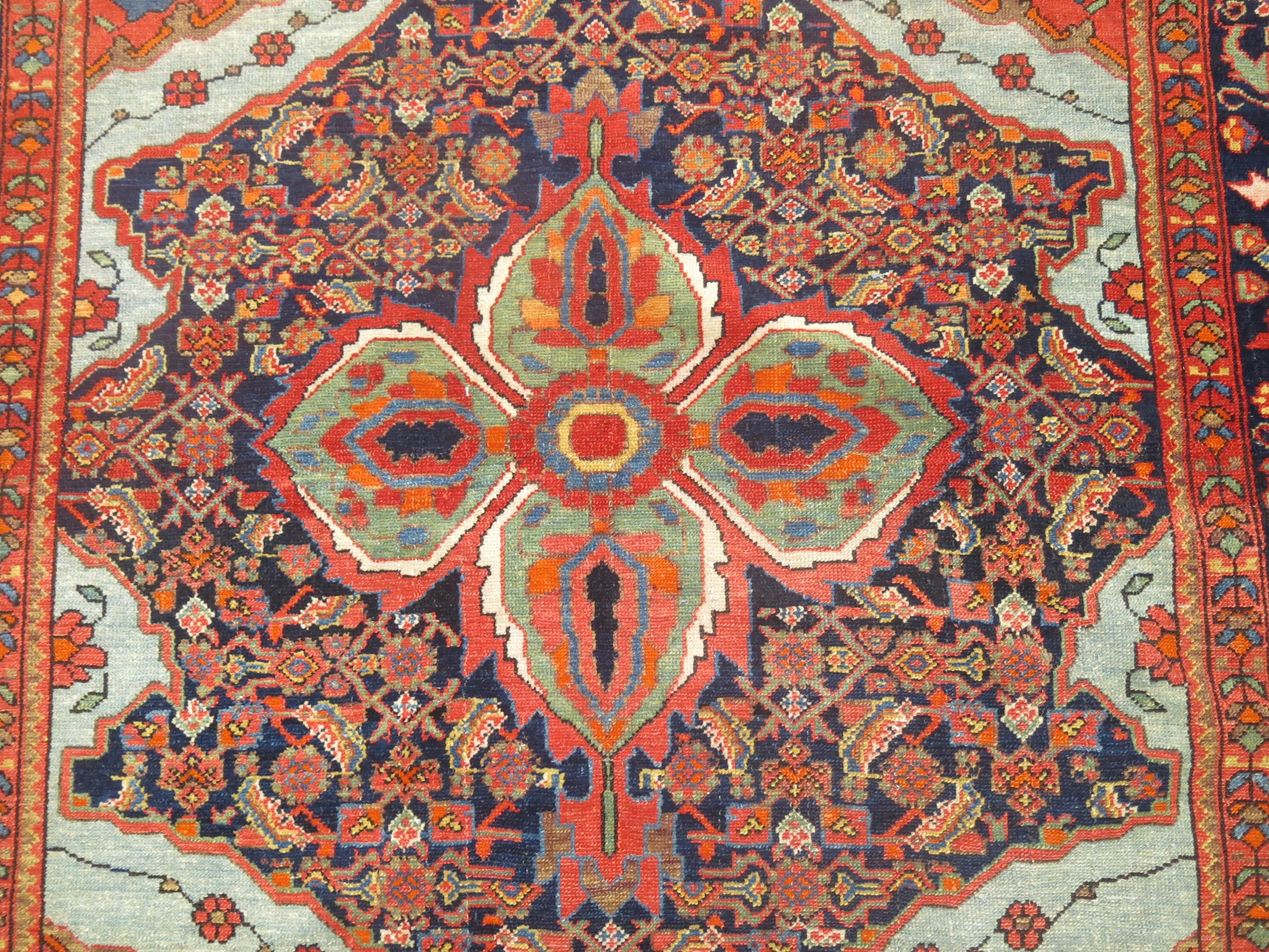 Zabihi Collection Dramatic Antique Persian Mishan Malayer Rug In Good Condition For Sale In New York, NY