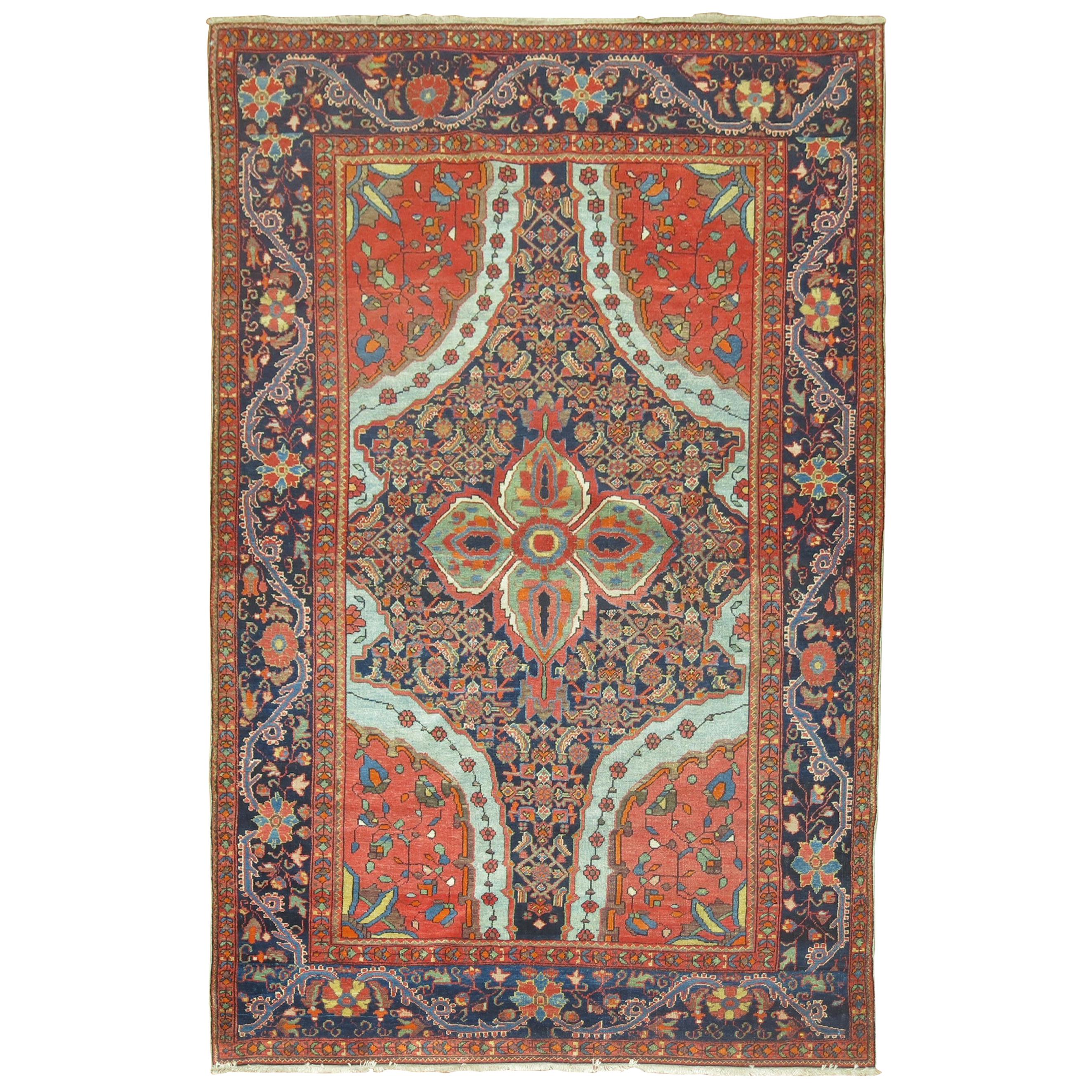 Zabihi Collection Dramatic Antique Persian Mishan Malayer Rug For Sale