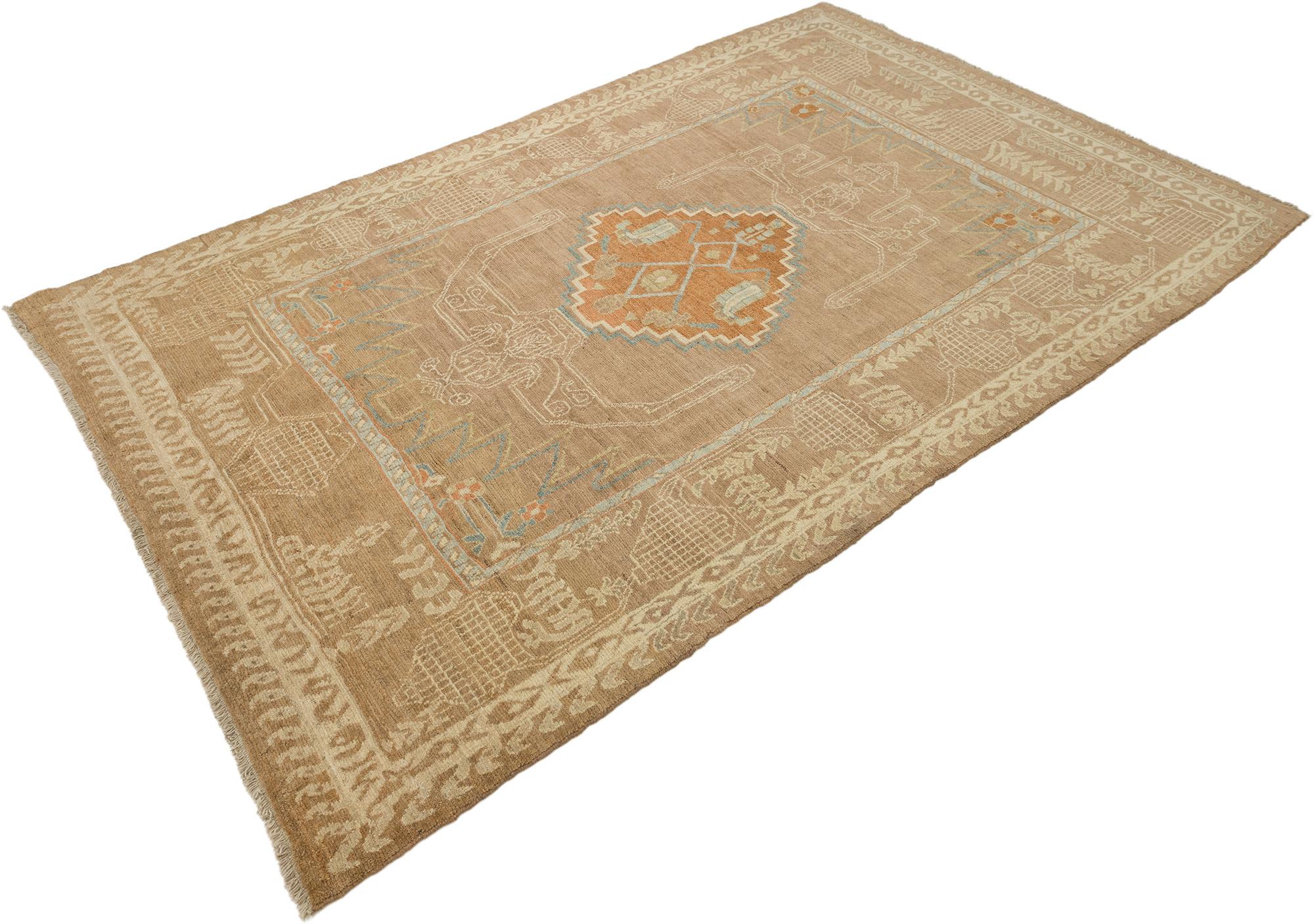 Perse Tapis persan Malayer, noué à la main, 10x6.3 ft - Beige, Terracott & Pale Blue en vente