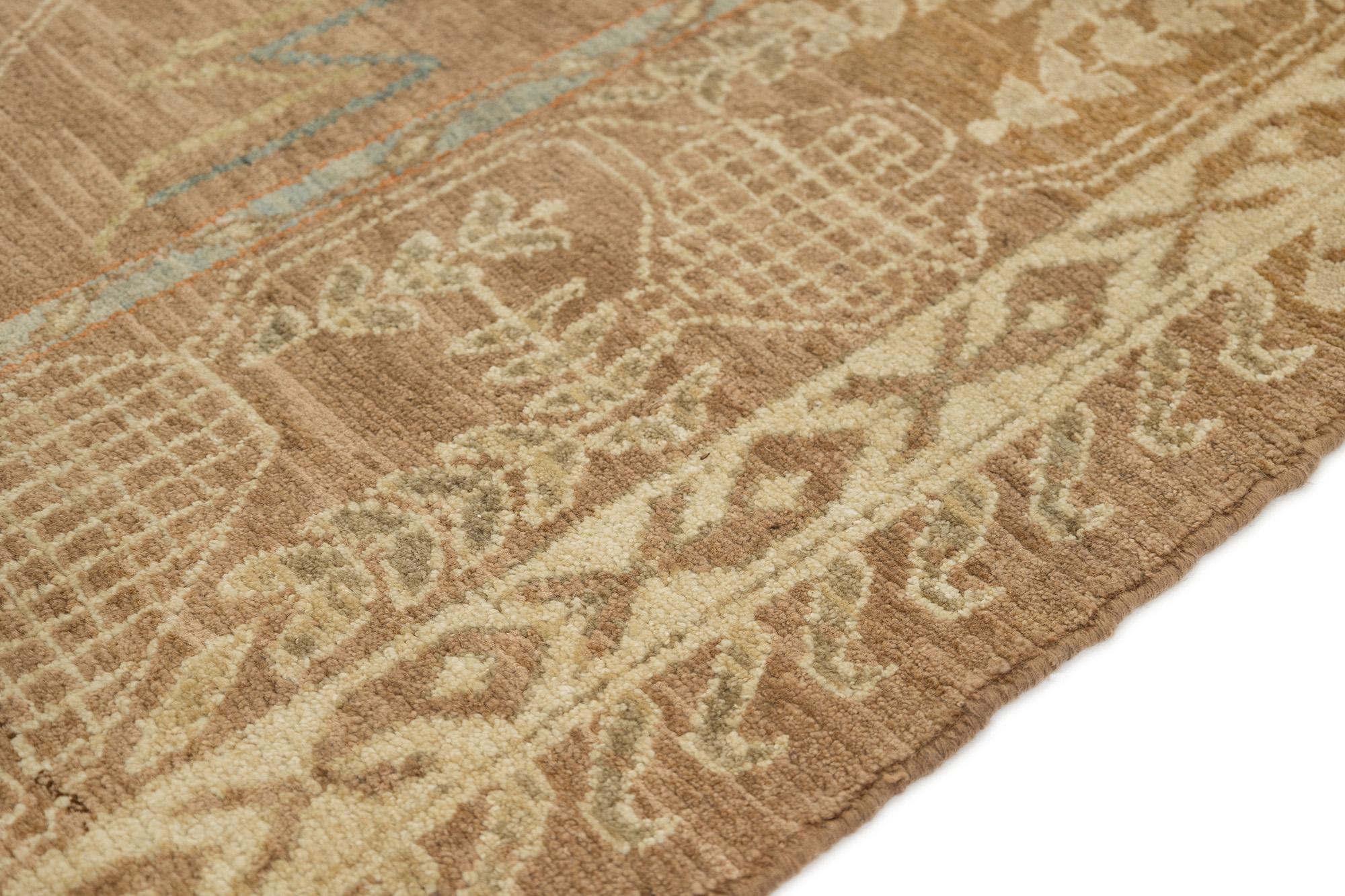 Tapis persan Malayer, noué à la main, 10x6.3 ft - Beige, Terracott & Pale Blue Neuf - En vente à North Bergen, NJ