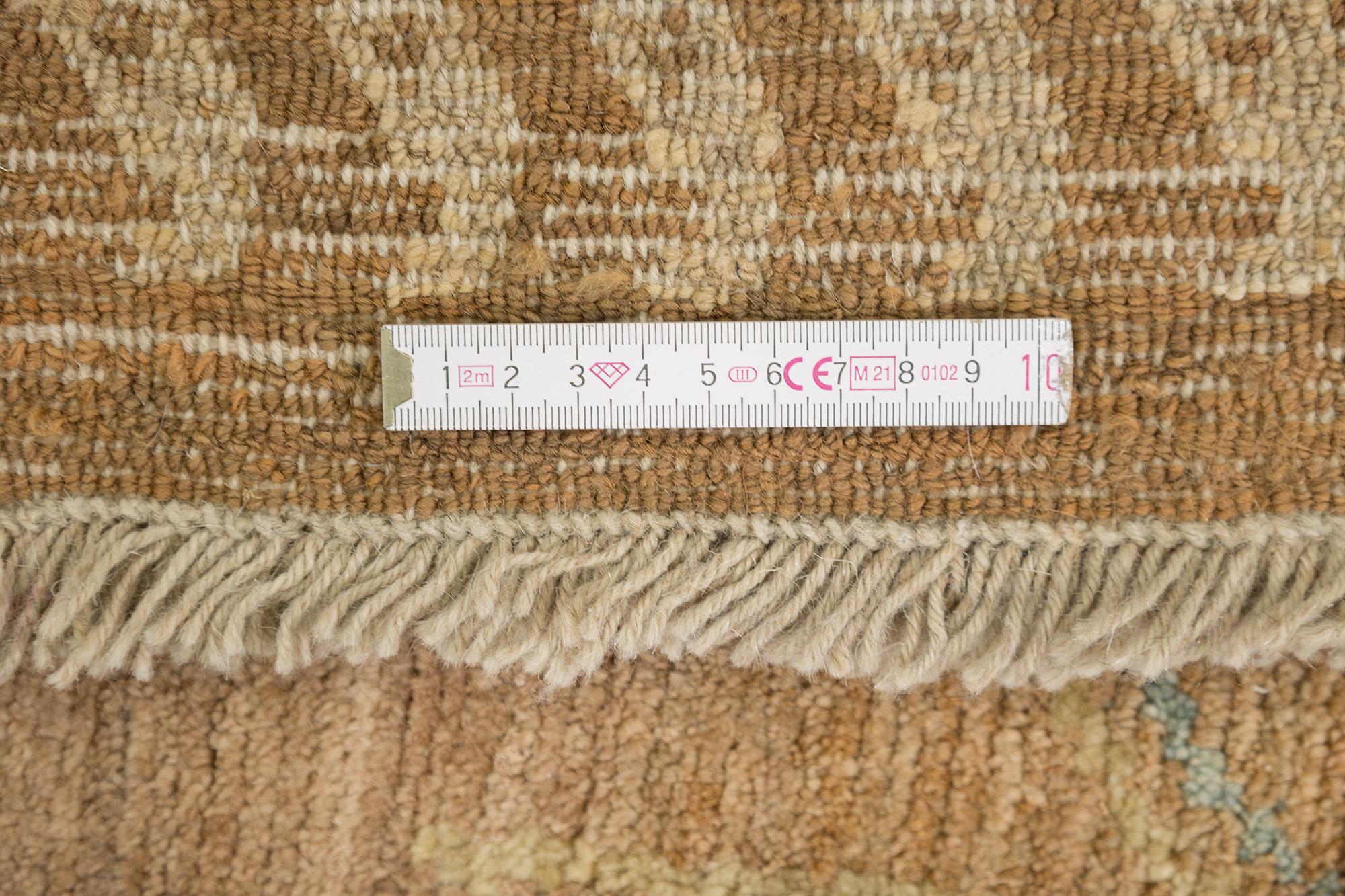 Laine Tapis persan Malayer, noué à la main, 10x6.3 ft - Beige, Terracott & Pale Blue en vente