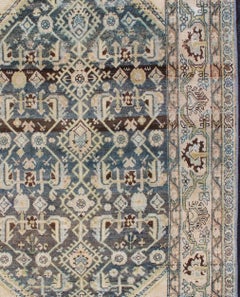 Persian Malayer Rug with All-Over Design in Gray, Blue, Cream, Pink Tones