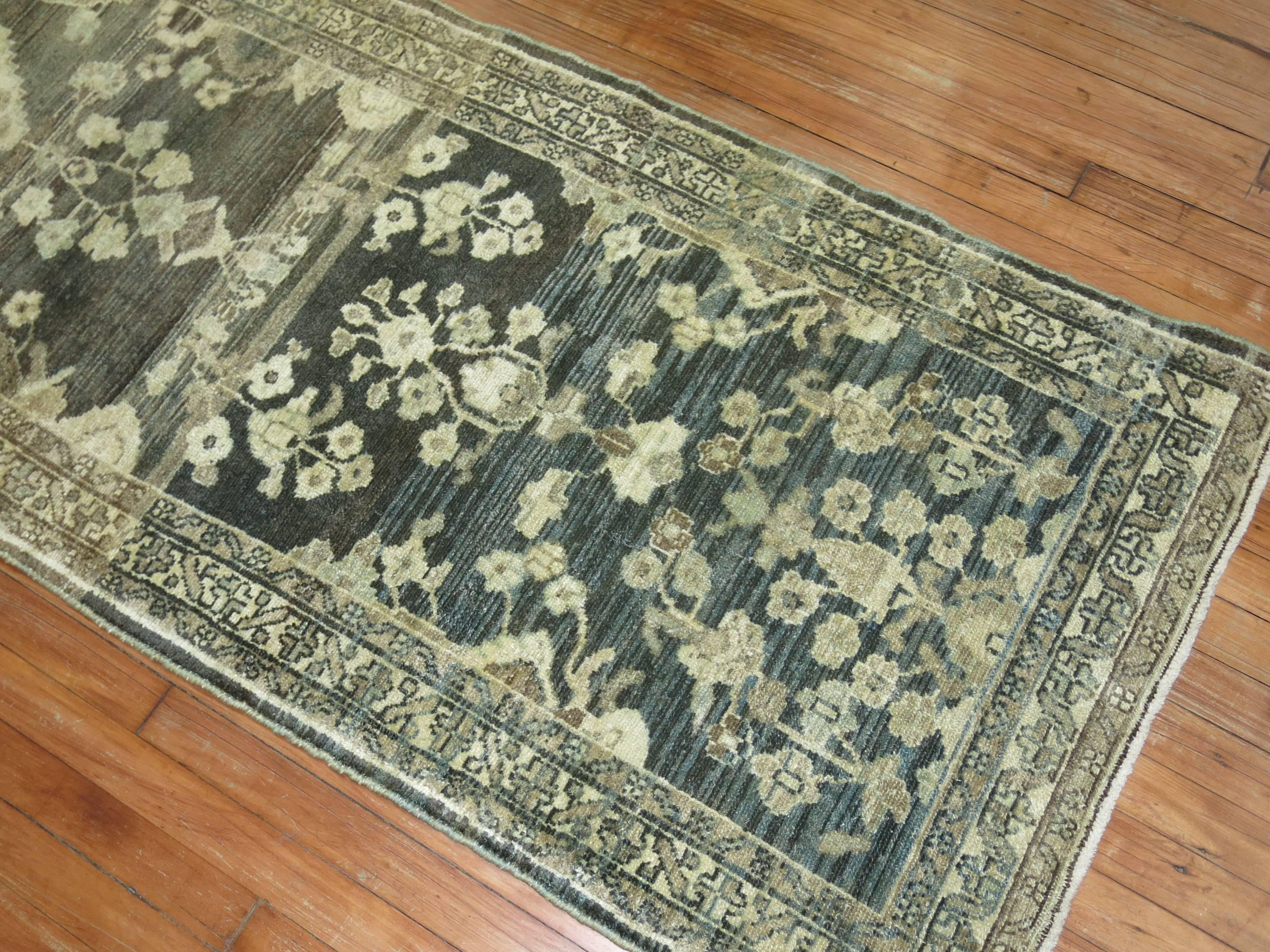 Green Antique Persian Malayer Runner In Good Condition In New York, NY