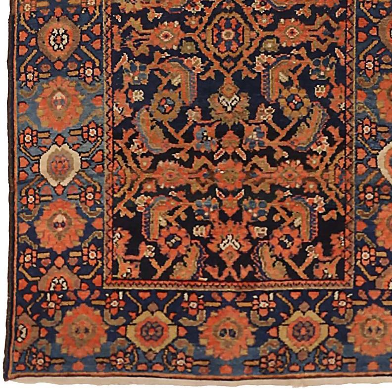 Persischer Malayer-Läufer aus Wolle in Schwarz, Blau und Rosa 71471 (Asiatisch) im Angebot