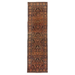 Tapis de course Persan Malayer - Laine Noir Bleu Rose 71471