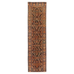 Vintage Persian Malayer Runner Rug - Wool Black Blue Pink 71480