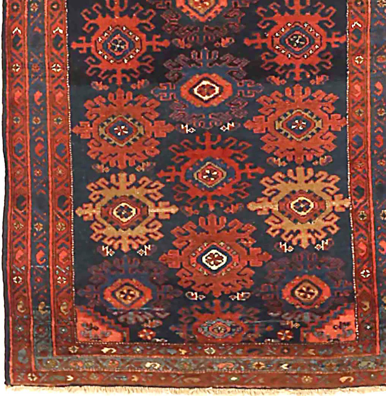 Asiatique Tapis de course Persan Malayer - Laine Noir Bleu Rouge Jaune 71309 en vente