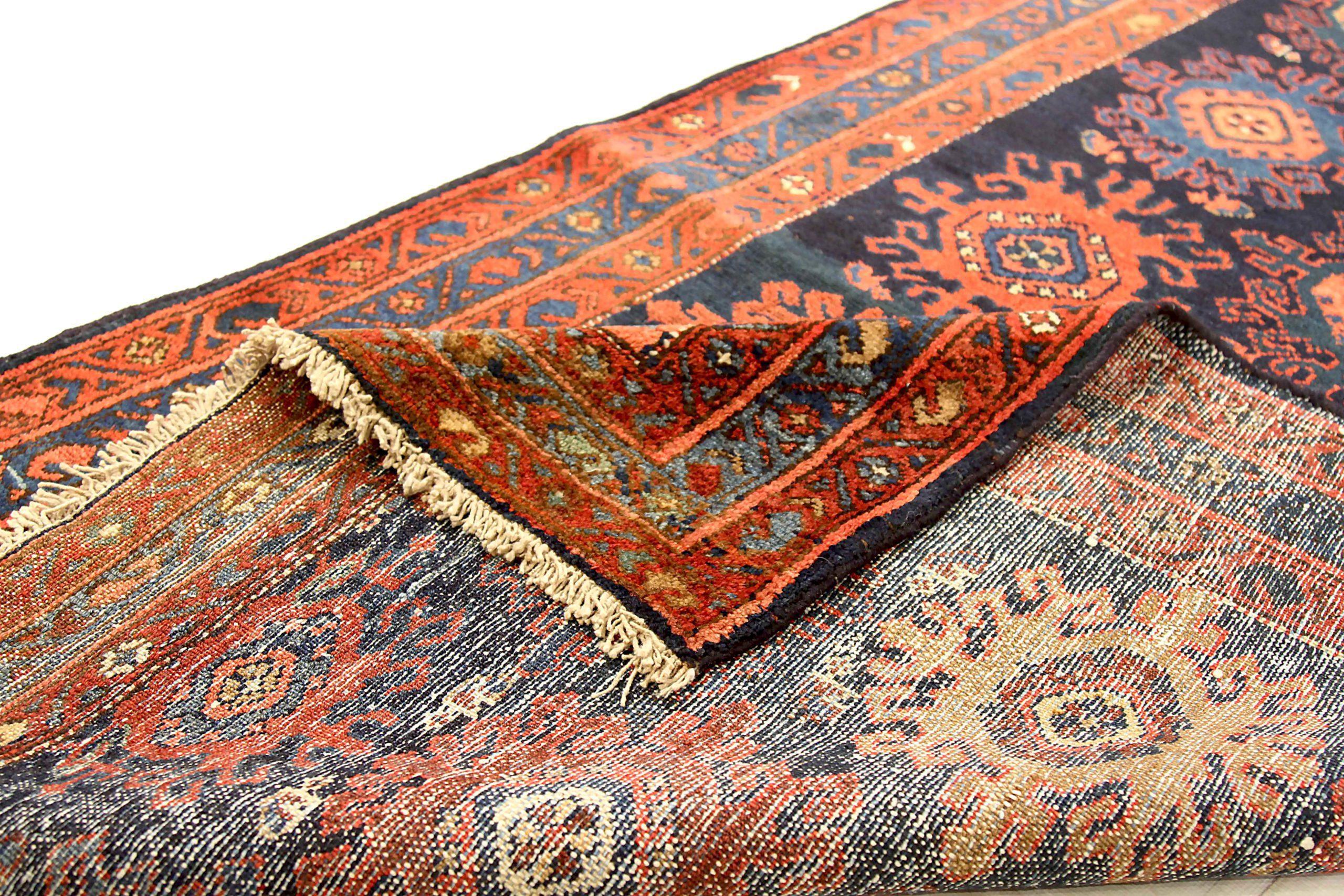 Tapis de course Persan Malayer - Laine Noir Bleu Rouge Jaune 71309 Excellent état - En vente à Dallas, TX