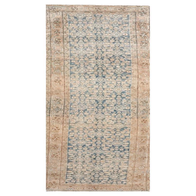 Persische Malayer Läufer Teppich Circa 1880 - Wolle Blau Braun Elfenbein Design - 99552