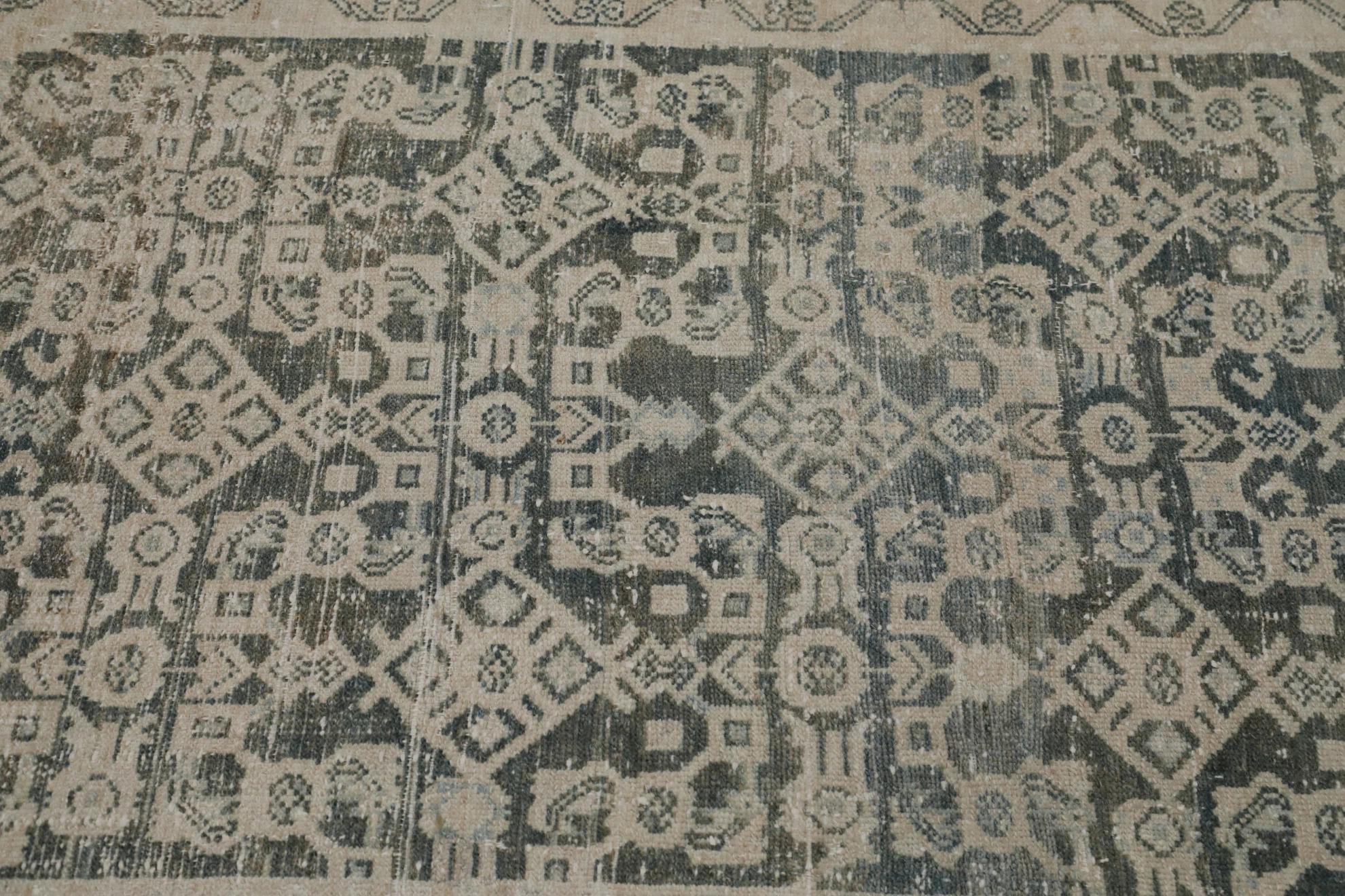 Persische Malayer Läufer Teppich Circa 1880 - Wolle Blau Braun Elfenbein Design - 99553 (Irakisch) im Angebot