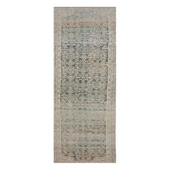 Persische Malayer Läufer Teppich Circa 1880 - Wolle Blau Braun Elfenbein Design - 99553
