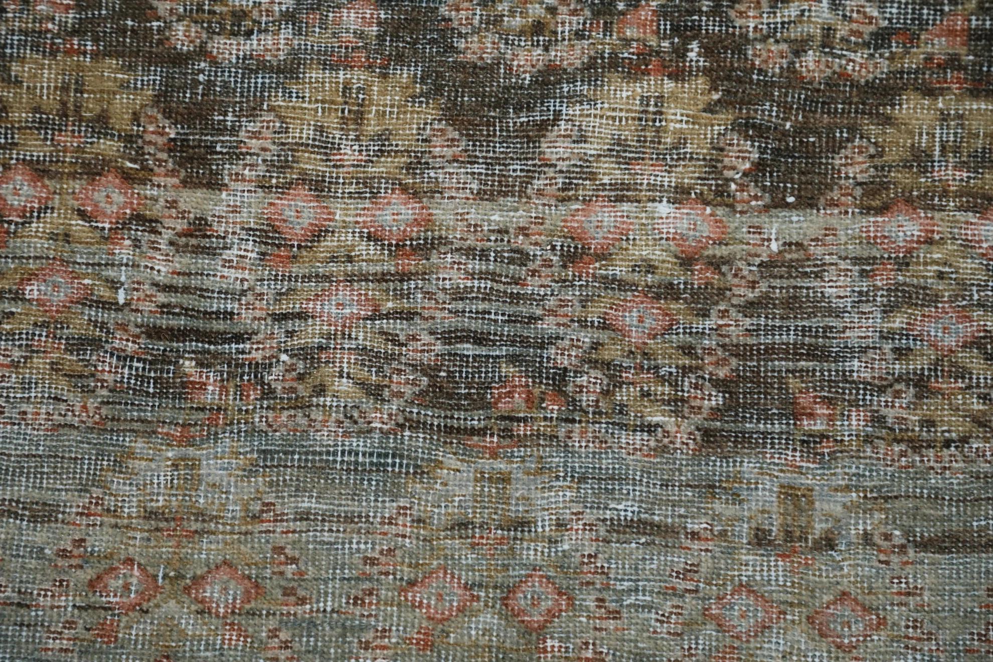 Persischer Malayer-Läufer Circa 1880 - Wolle Blau Grün Elfenbein Rot Design - 99560 (Irakisch) im Angebot