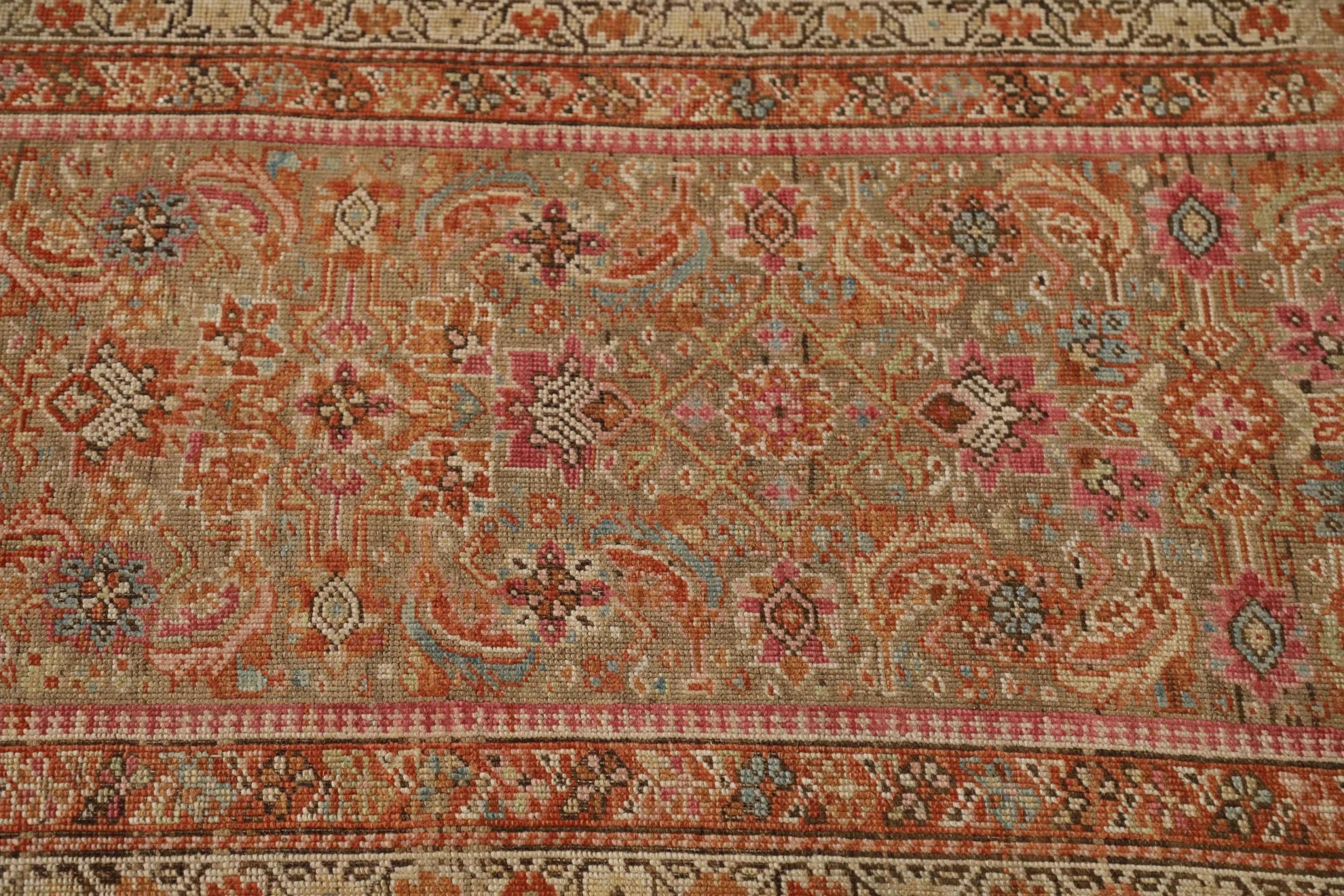 Persischer Malayer-Läufer Circa 1880 - Wolle Blau Grün Rosa Rot Design - 99556 (Handgeknüpft) im Angebot