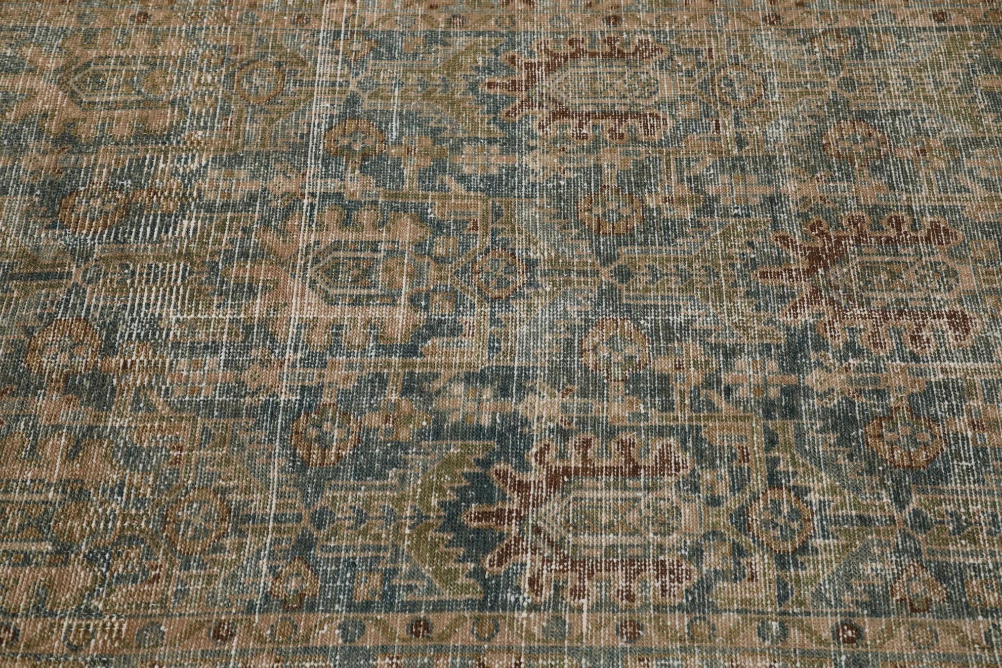 Persischer Malayer-Läufer Circa 1880 - Wolle Blau Grün Rot Design - 99555 (Handgeknüpft) im Angebot