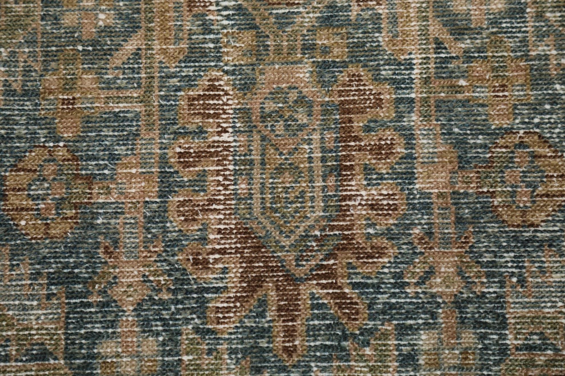 Persischer Malayer-Läufer Circa 1880 - Wolle Blau Grün Rot Design - 99555 im Zustand „Hervorragend“ im Angebot in Dallas, TX