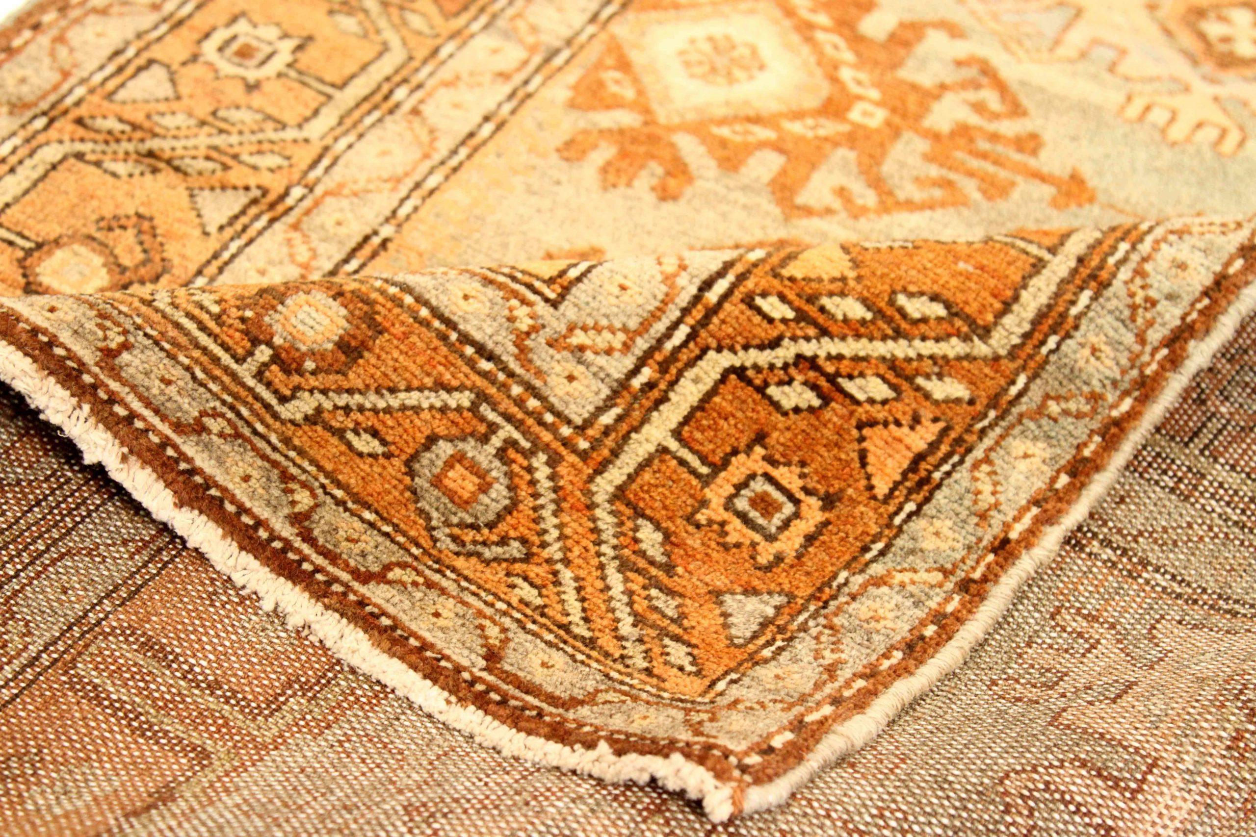 Persischer Malayer-Läufer - Wolle Blau Elfenbein Orange Design - 75562 (Asiatisch) im Angebot