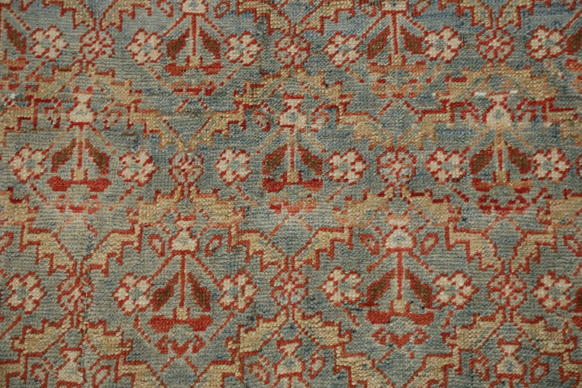 Persische Malayer Läufer Teppich CIRCA 1880 - Wolle Blau Rot Gelb Design - 99557 (Handgeknüpft) im Angebot