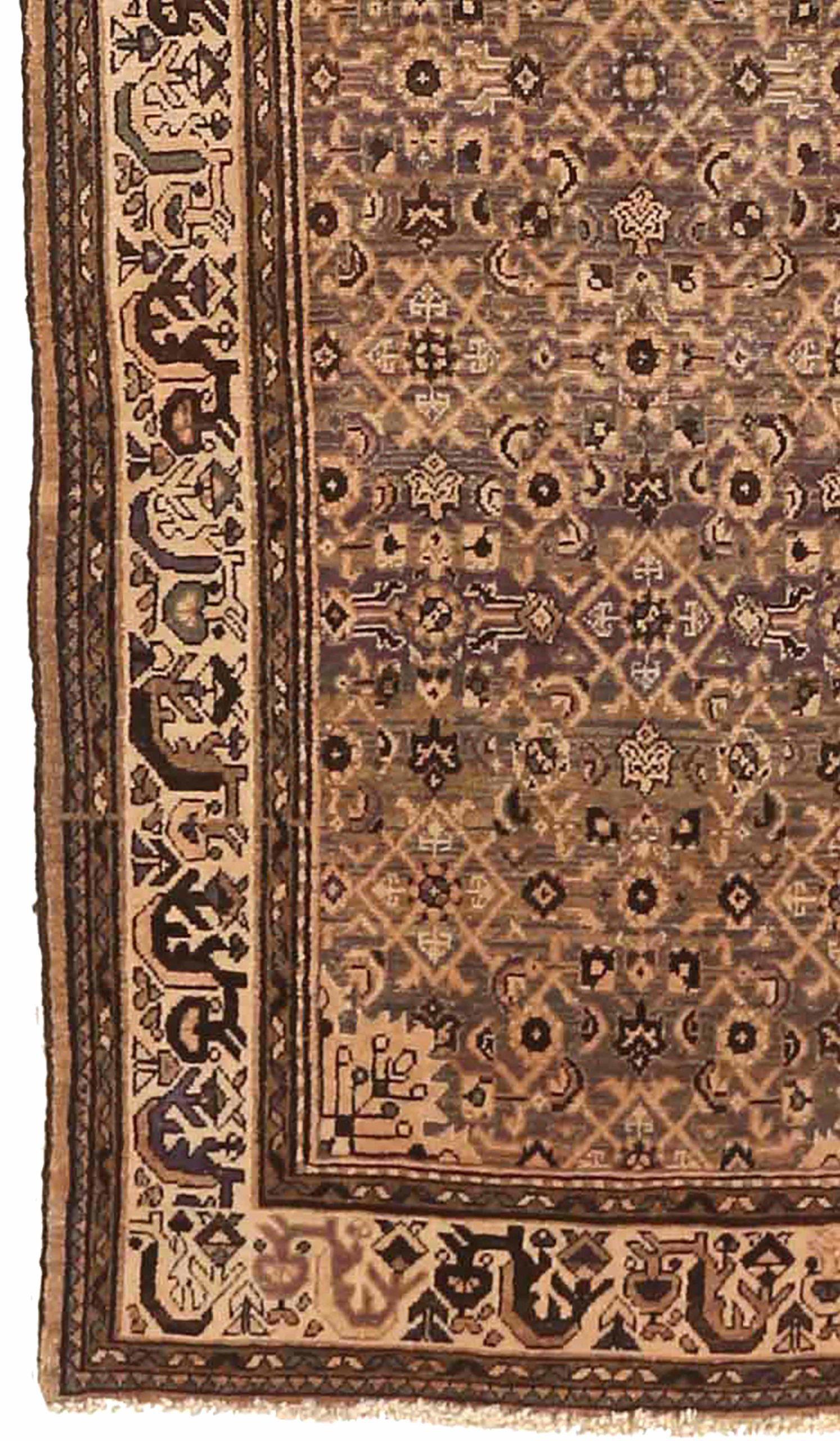 Asiatique Tapis de course Persan Malayer - Laine Brown Green Ivory 73581 en vente