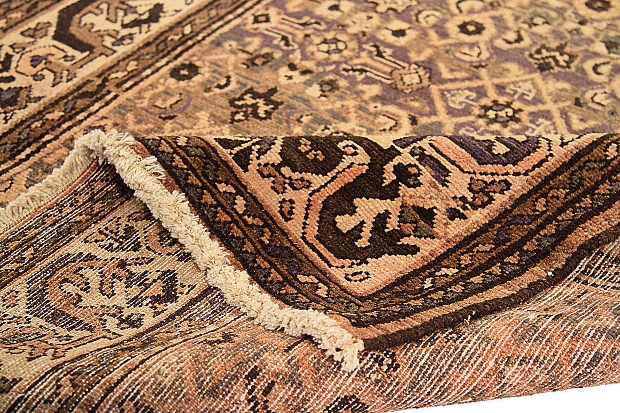 Tapis de course Persan Malayer - Laine Brown Green Ivory 73581 Excellent état - En vente à Dallas, TX