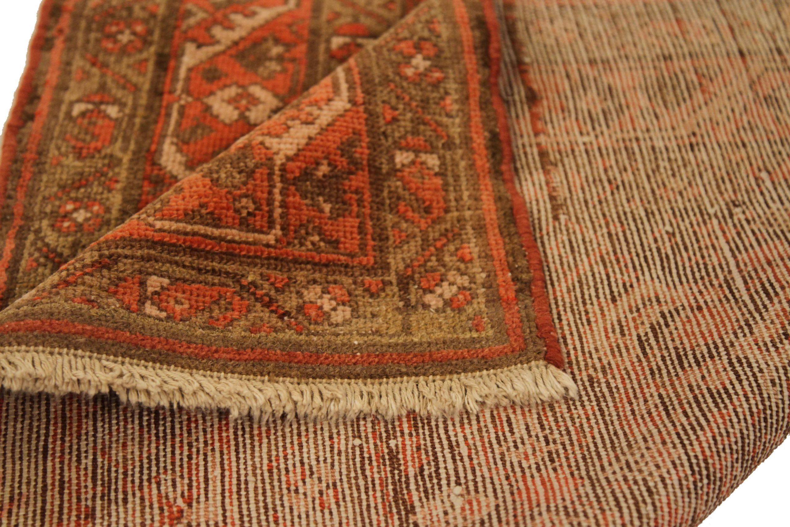 Persischer Malayer Läufer Teppich - Wolle Braun Grün Rot 73566 (Asiatisch) im Angebot